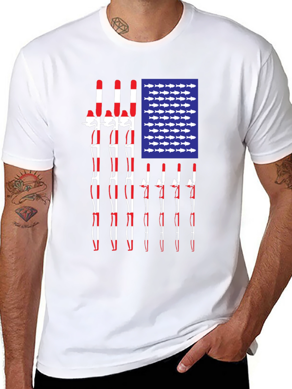 American Flag Fishing Rod T-Shirt