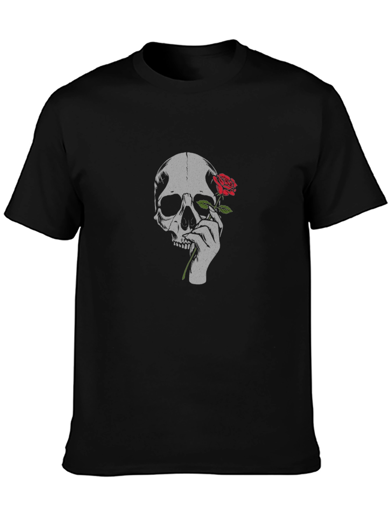 Skull & Rose Graphic T-Shirt - Gothic Style