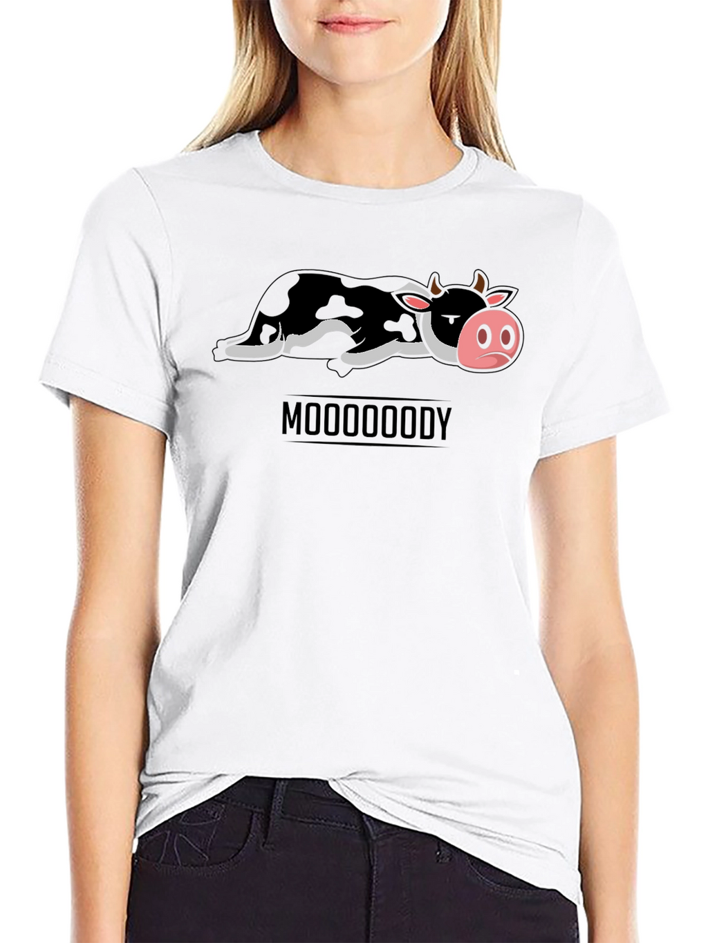 Mooooody Graphic Tee - Funny Cow Design