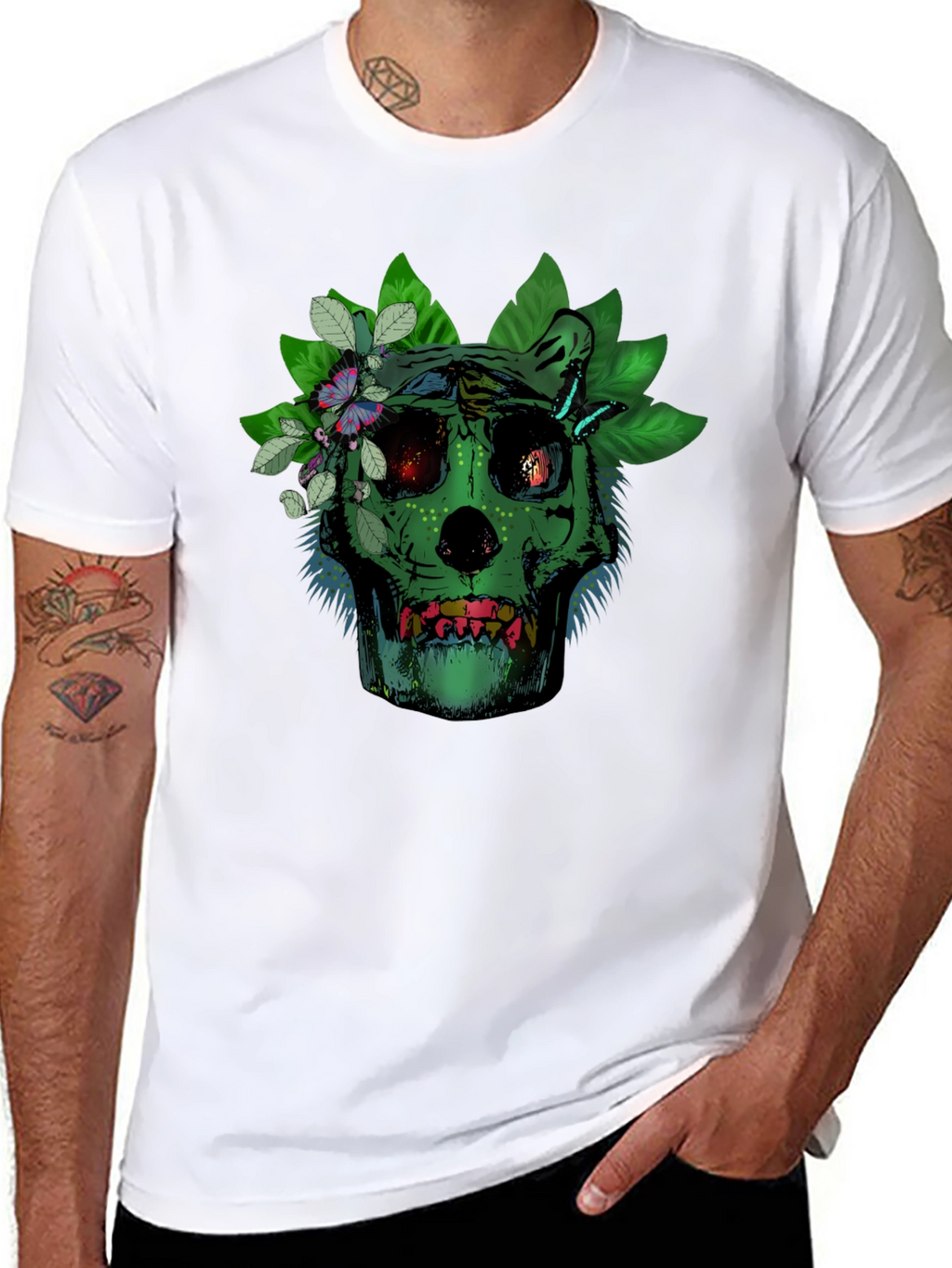 Green Skull Floral T-Shirt