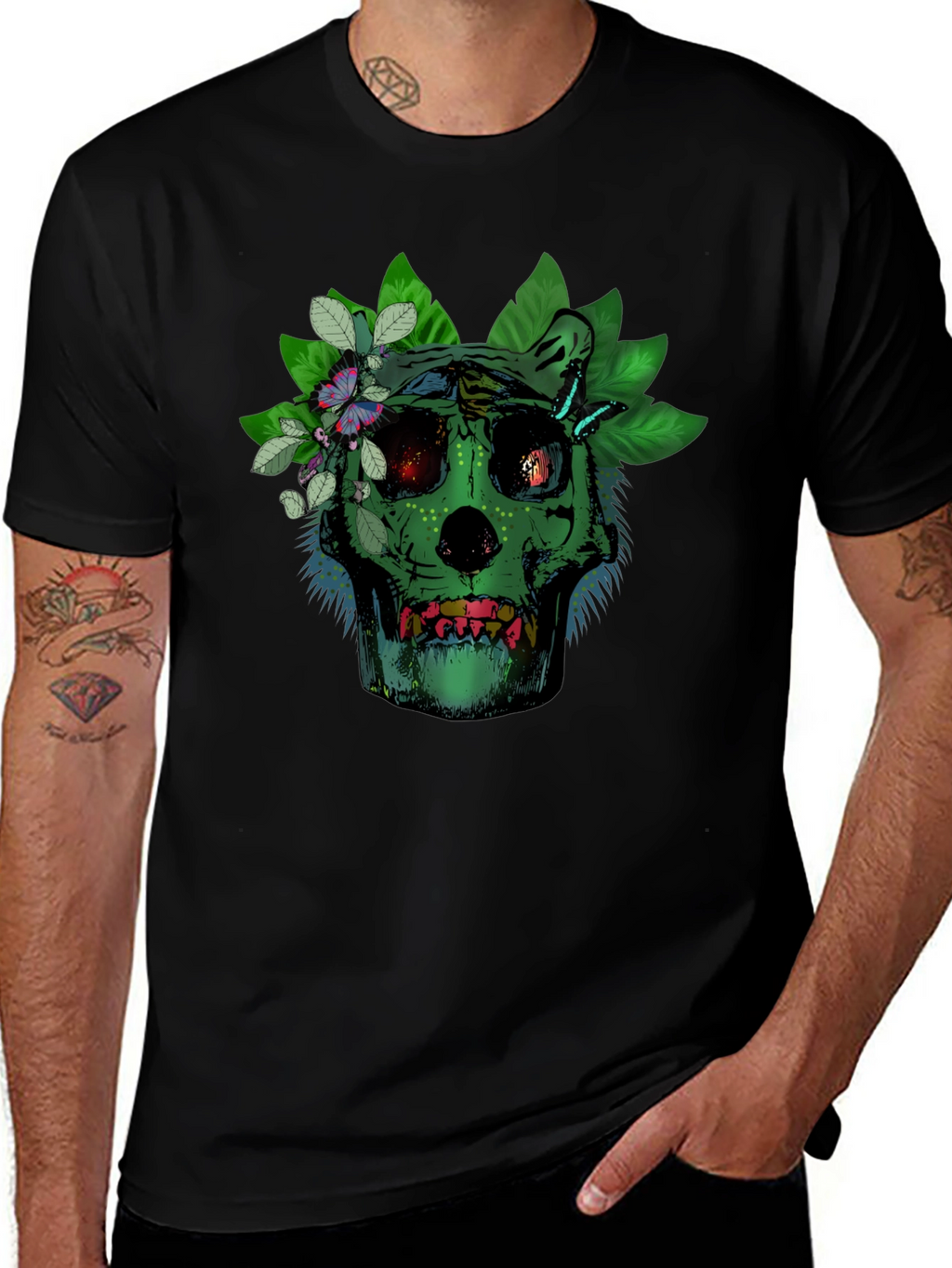 Green Skull Floral T-Shirt