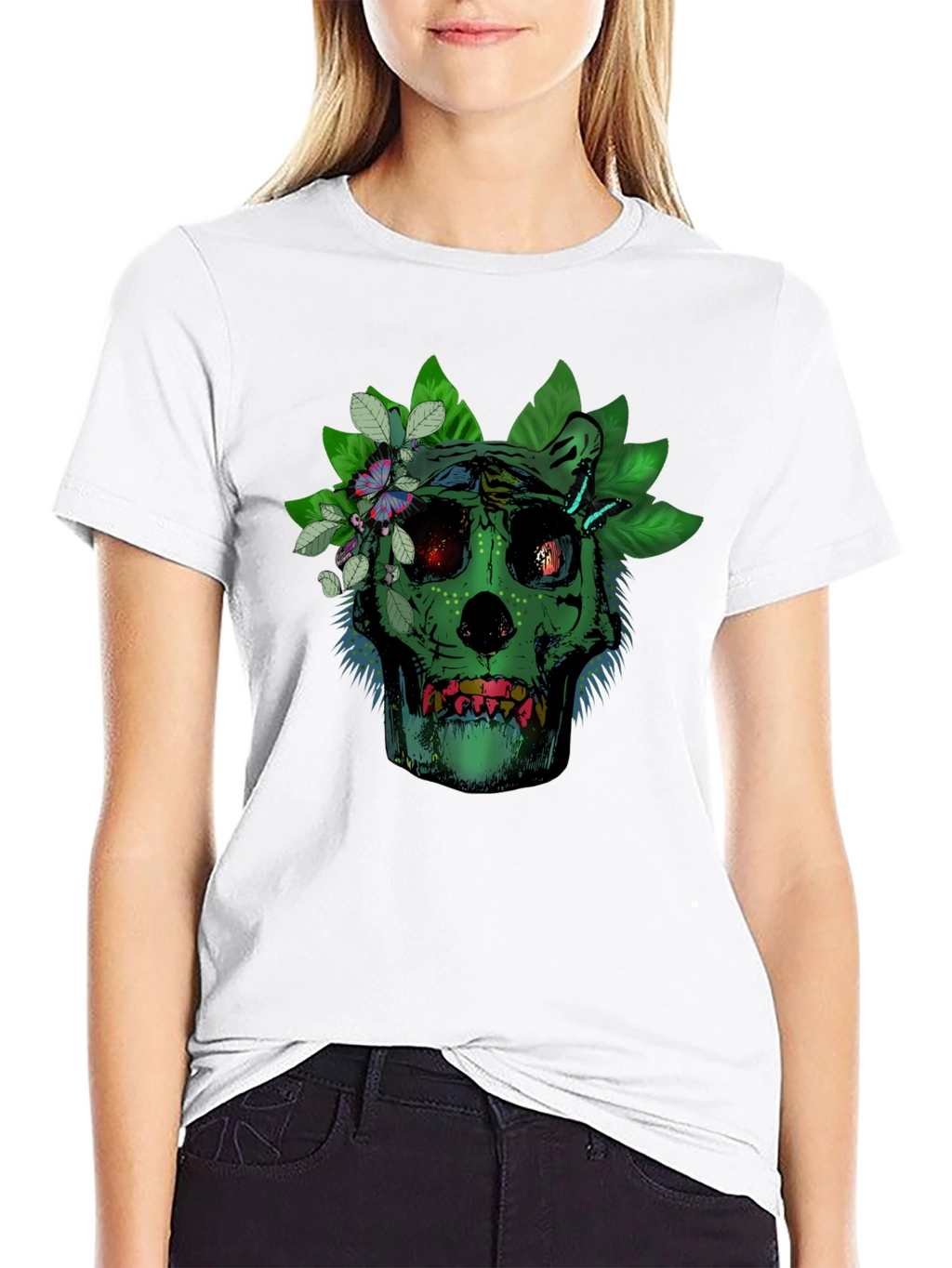 Green Skull Floral T-Shirt