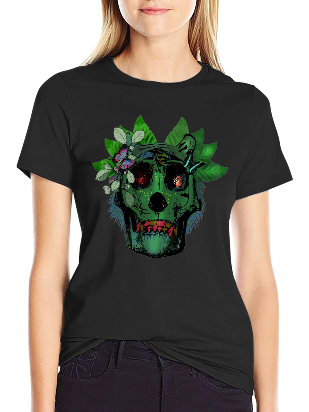 Green Skull Floral T-Shirt