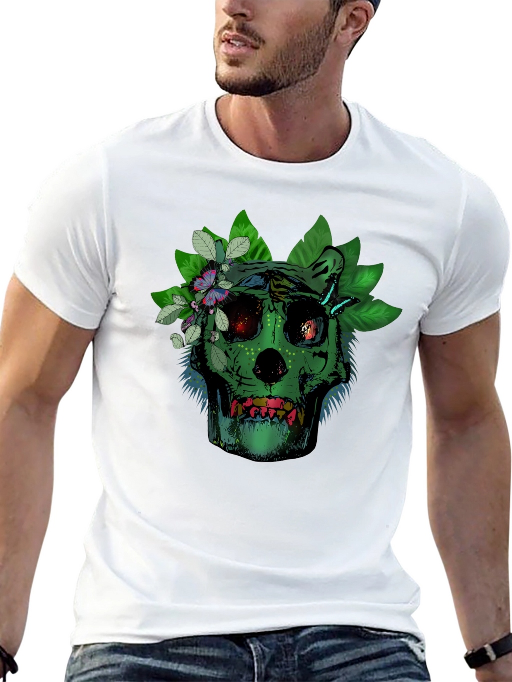 Green Skull Floral T-Shirt