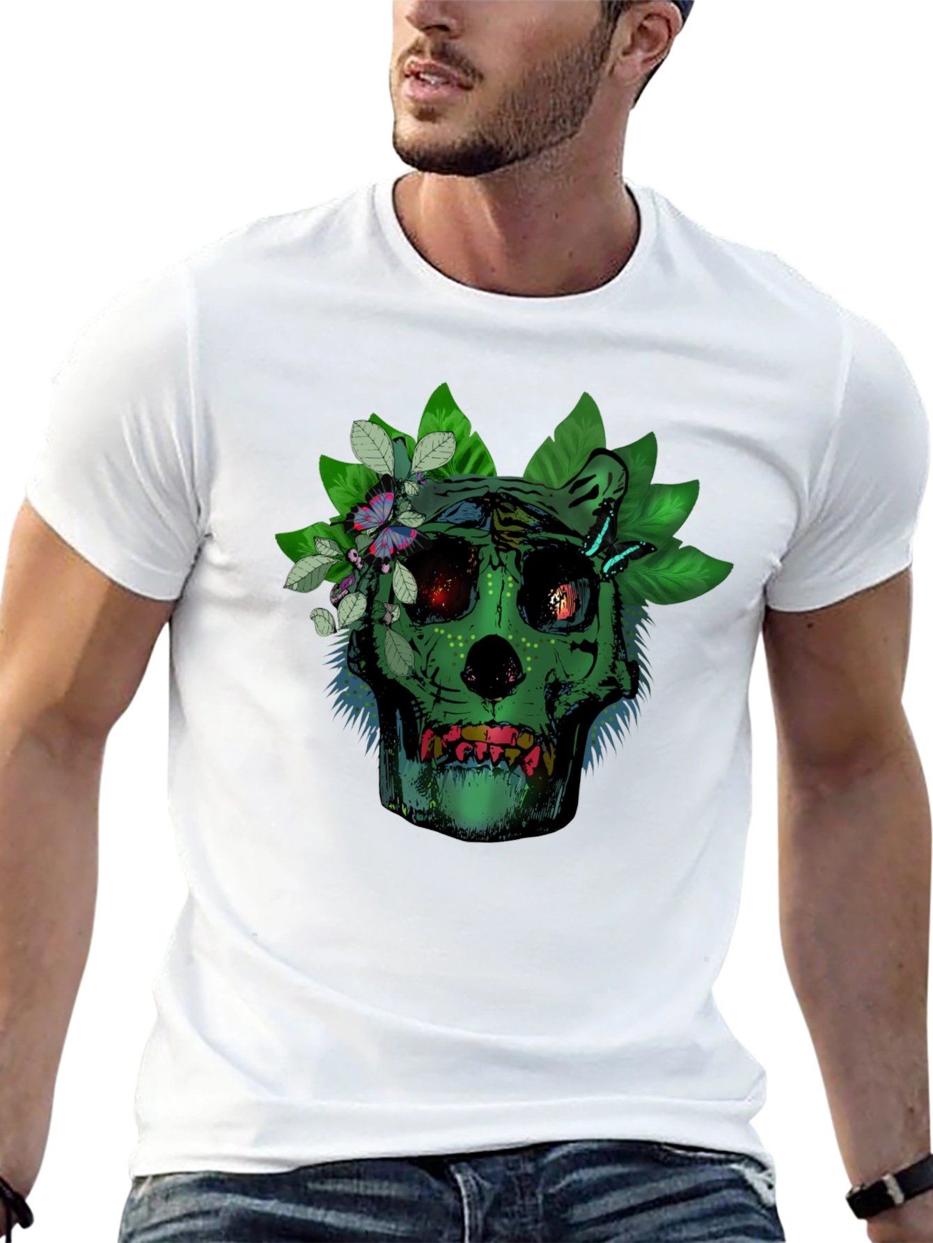 Green Skull Floral T-Shirt