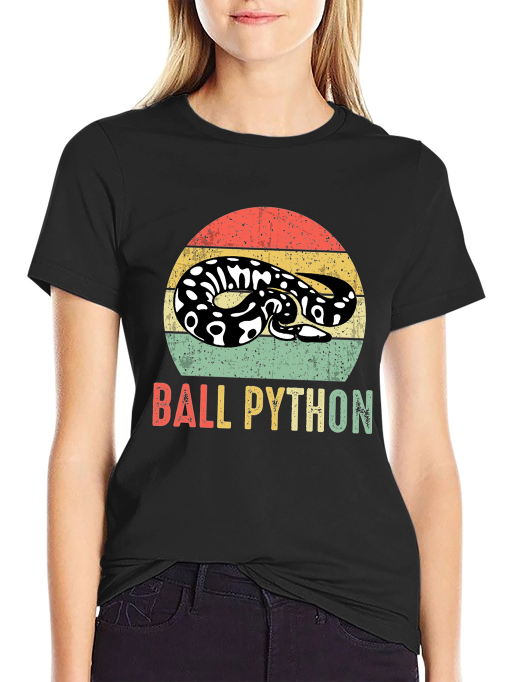 Retro Ball Python Graphic T-Shirt - Reptile Lover Tee