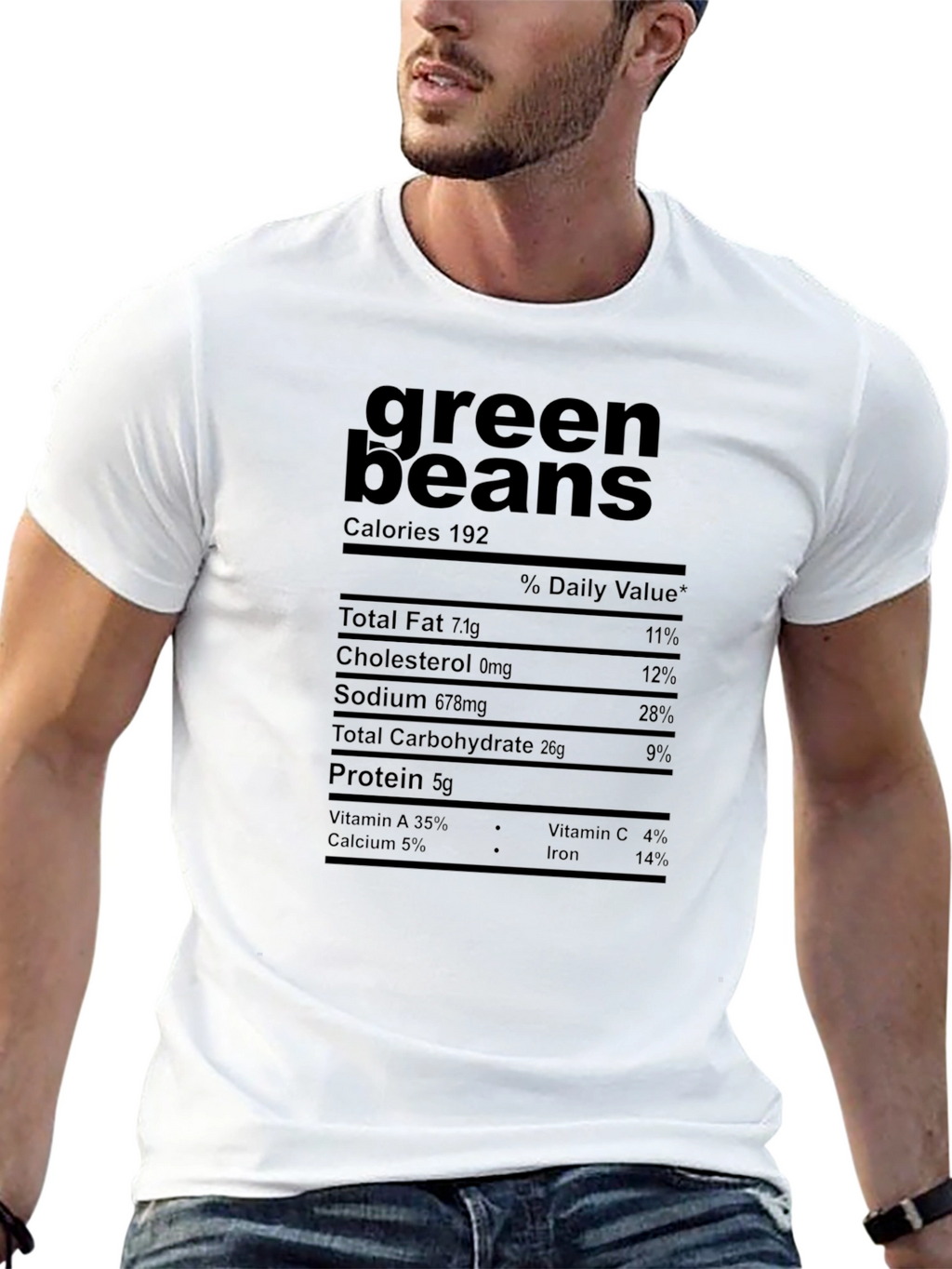 Green Beans Nutrition Facts Graphic T-Shirt