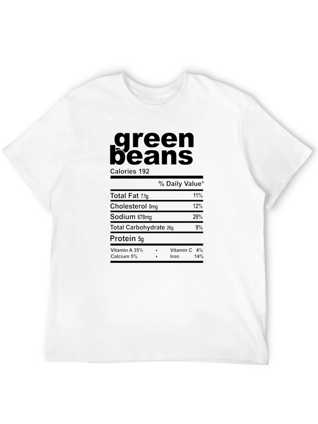 Green Beans Nutrition Facts Graphic T-Shirt
