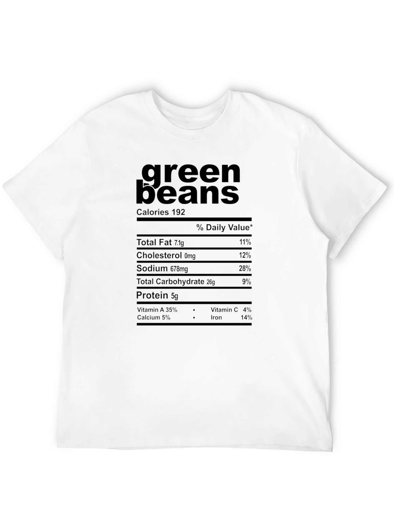 Green Beans Nutrition Facts Graphic T-Shirt