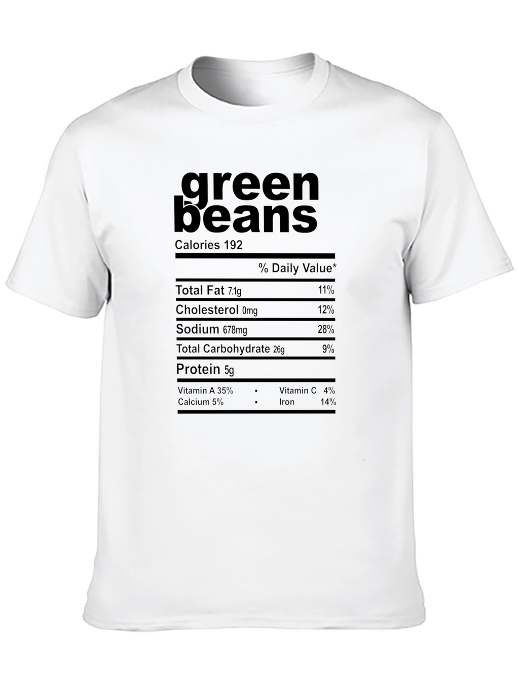 Green Beans Nutrition Facts Graphic T-Shirt