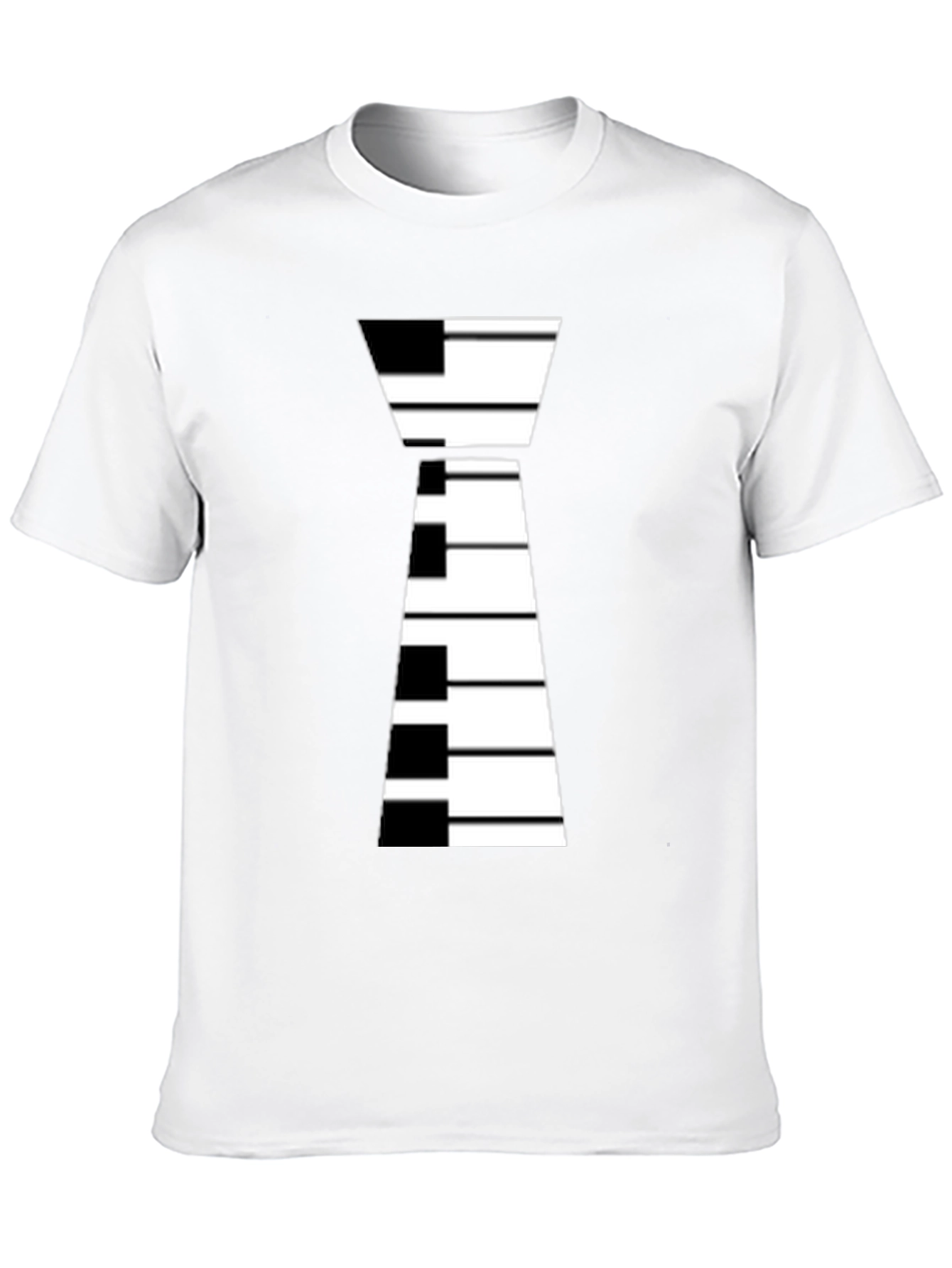 Piano Keys Tie Graphic Black T-Shirt