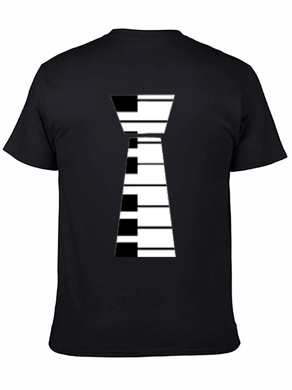 Piano Keys Tie Graphic Black T-Shirt