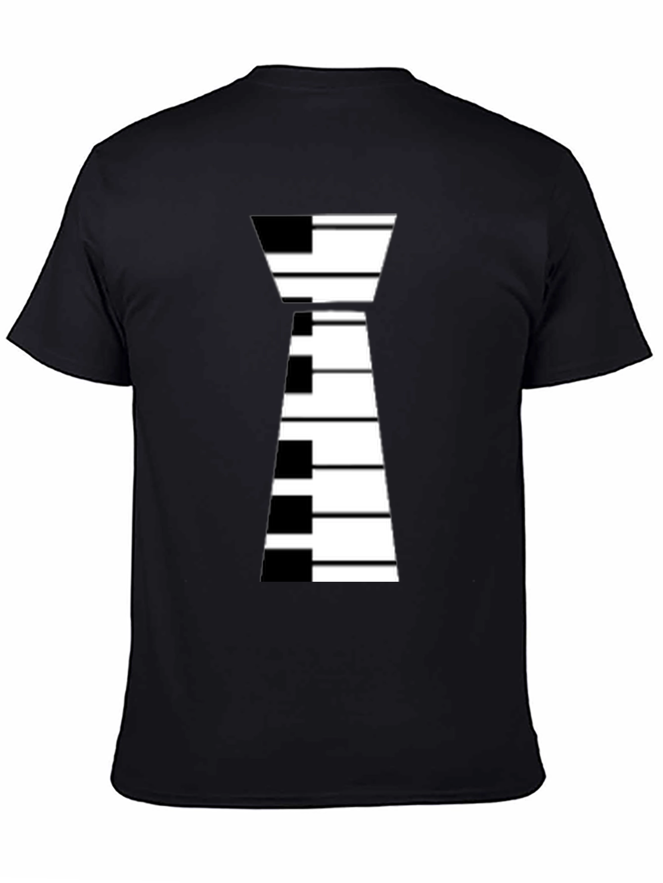 Piano Keys Tie Graphic Black T-Shirt