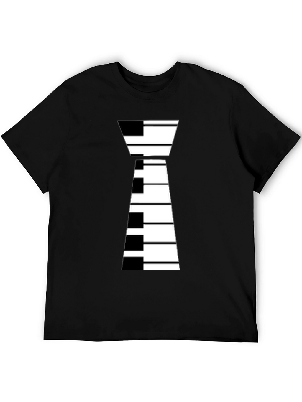Piano Keys Tie Graphic Black T-Shirt