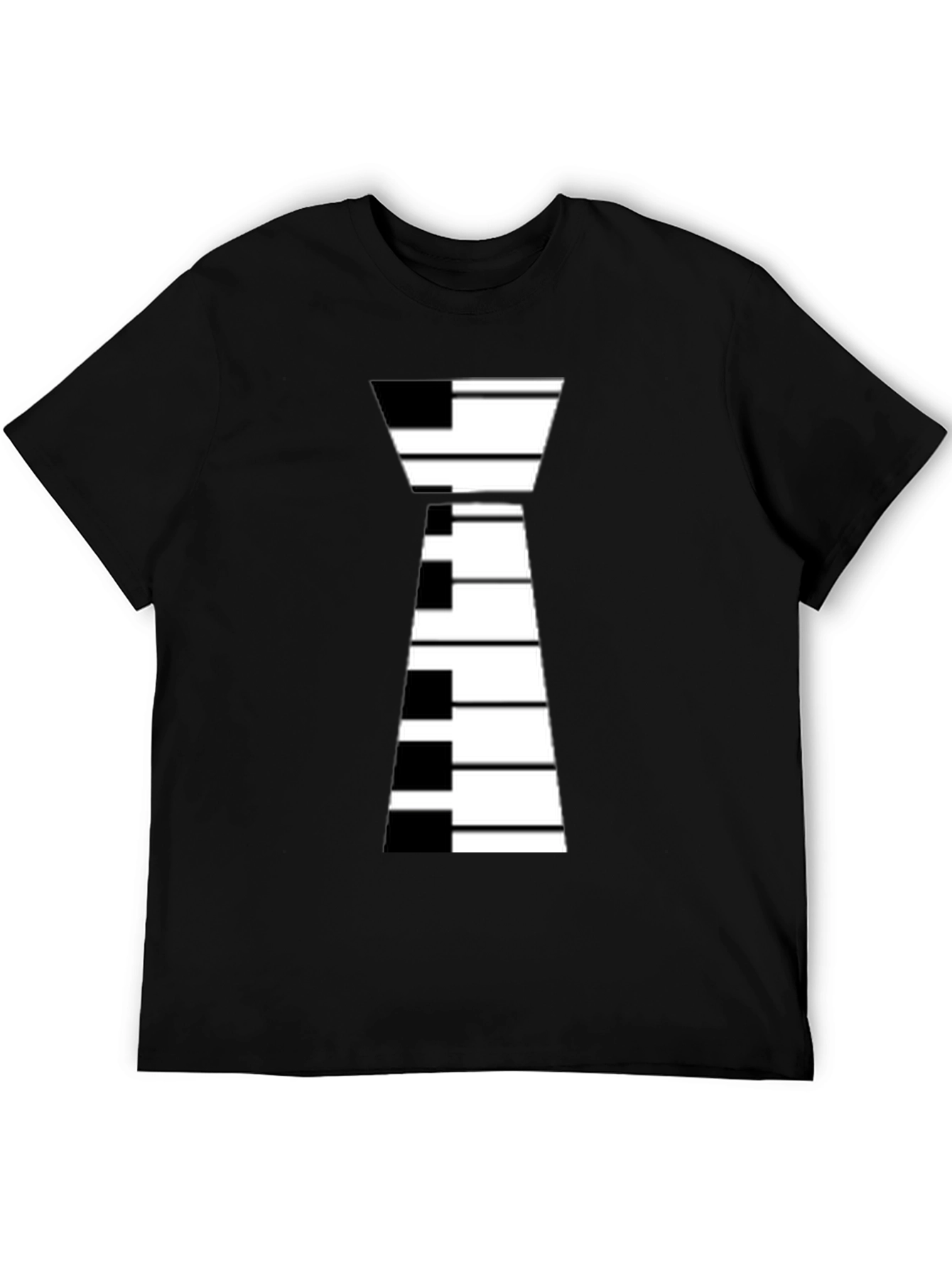 Piano Keys Tie Graphic Black T-Shirt