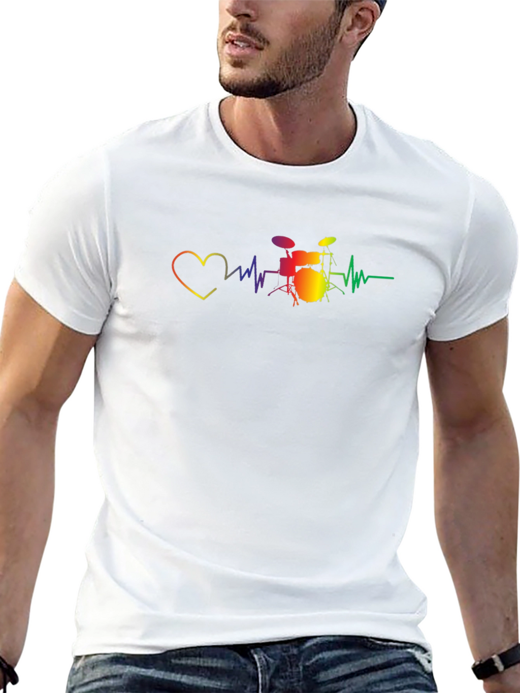 Drum Heartbeat Graphic Tee - Music Lovers T-Shirt