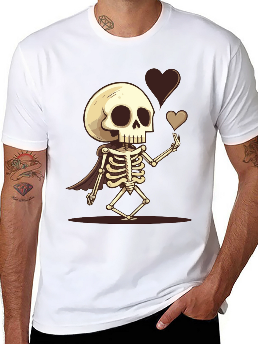 Skeleton Love T-Shirt - Heart Design Tee