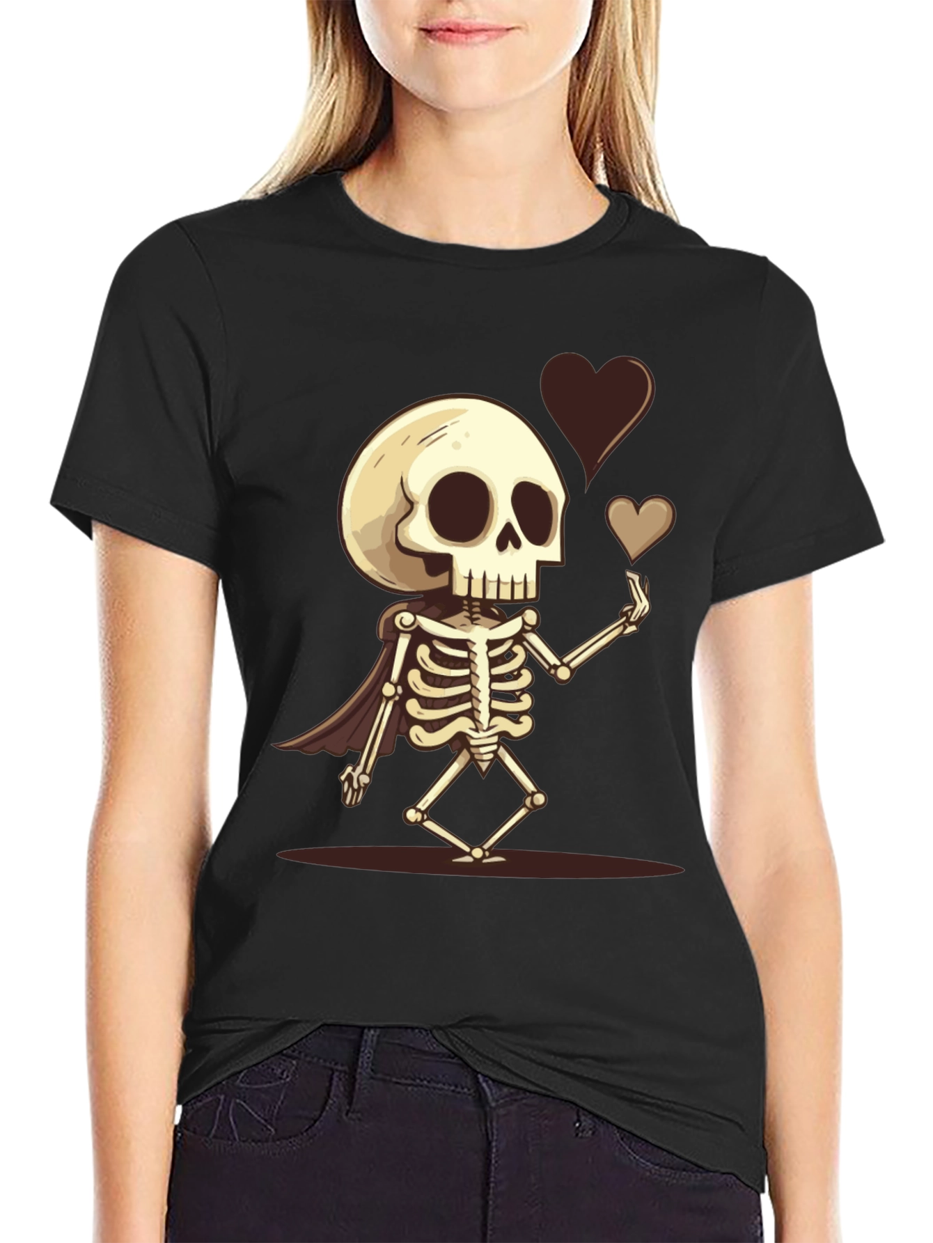 Skeleton Love T-Shirt - Heart Design Tee