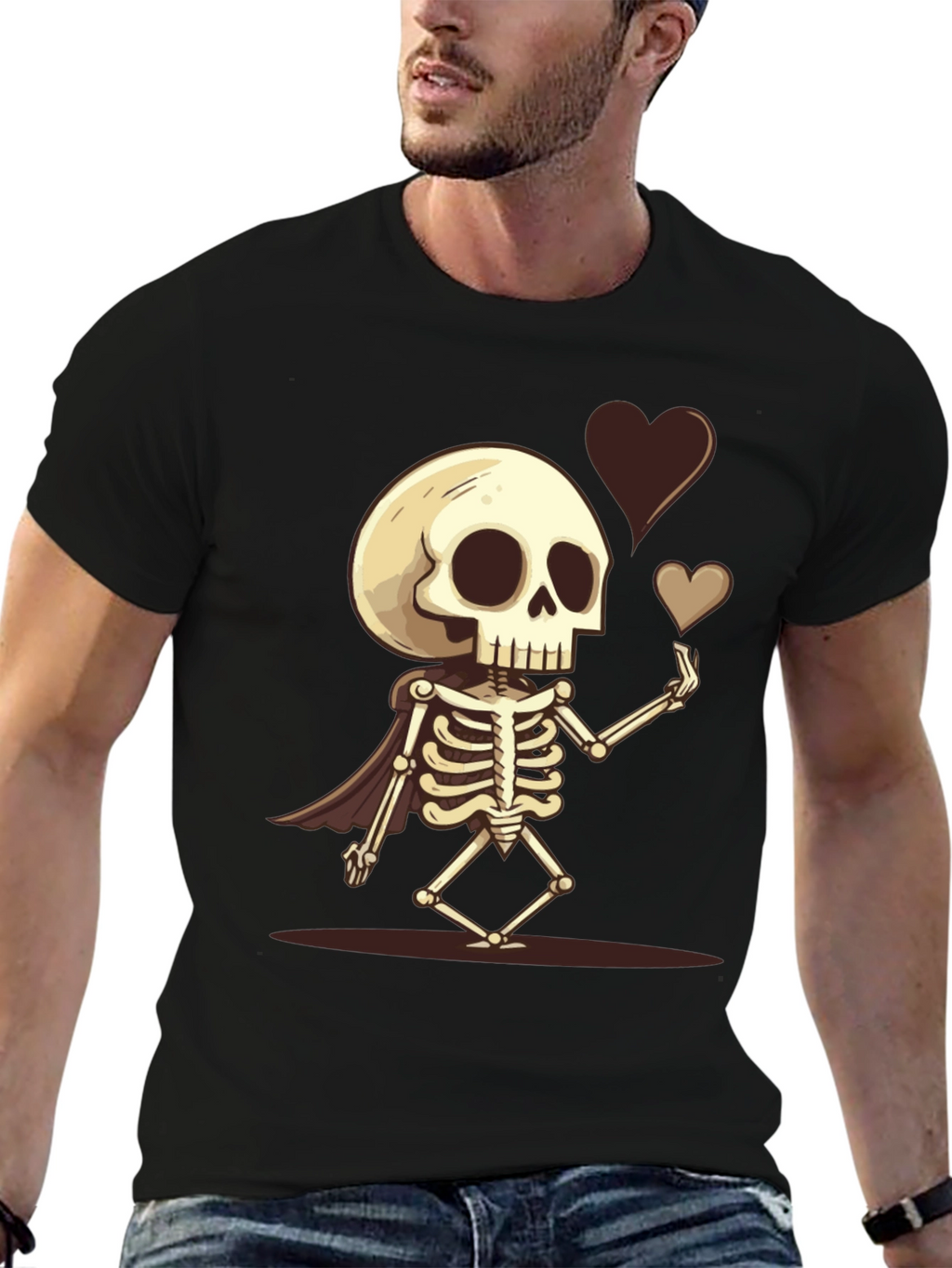Skeleton Love T-Shirt - Heart Design Tee