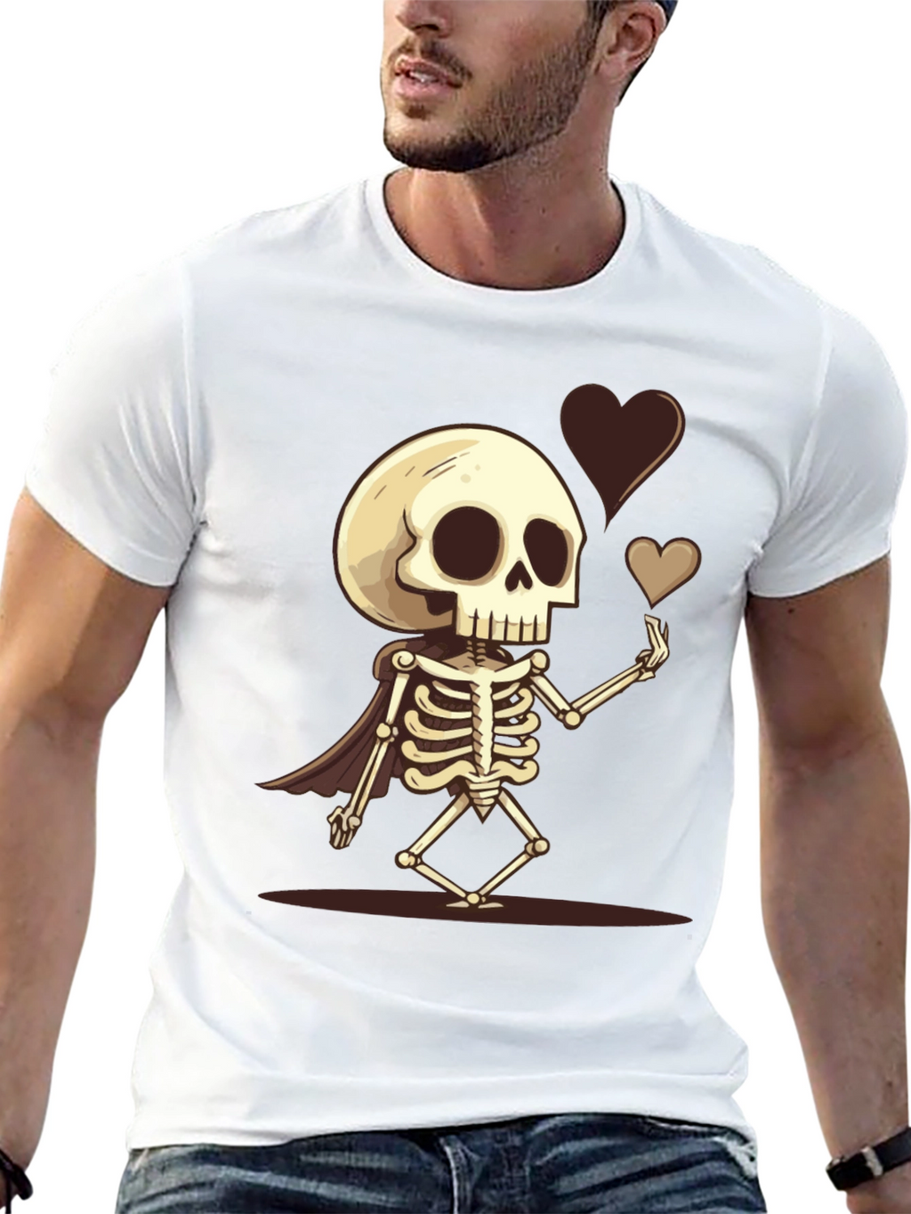 Skeleton Love T-Shirt - Heart Design Tee