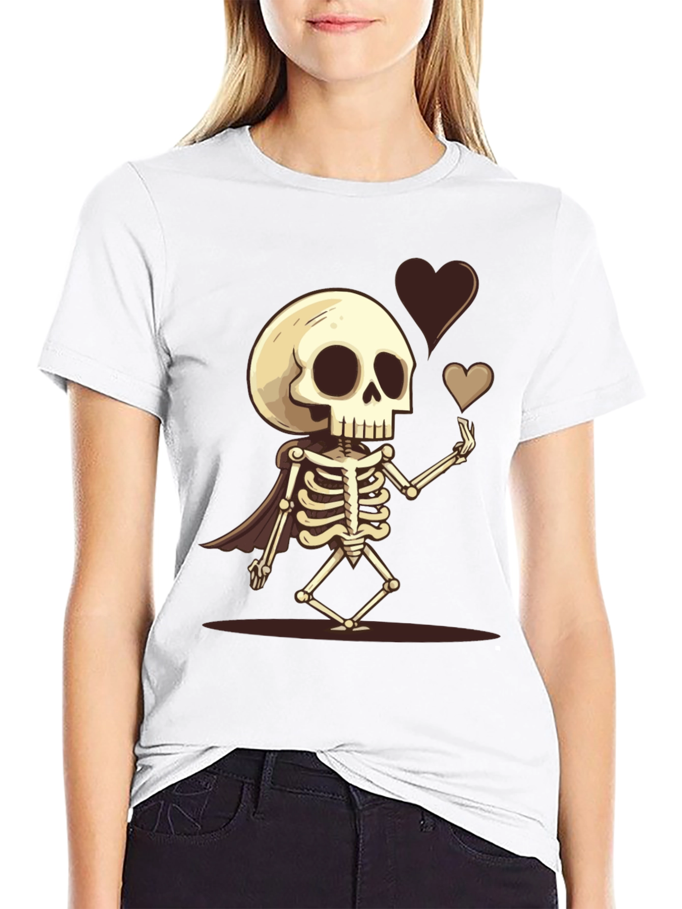 Skeleton Love T-Shirt - Heart Design Tee