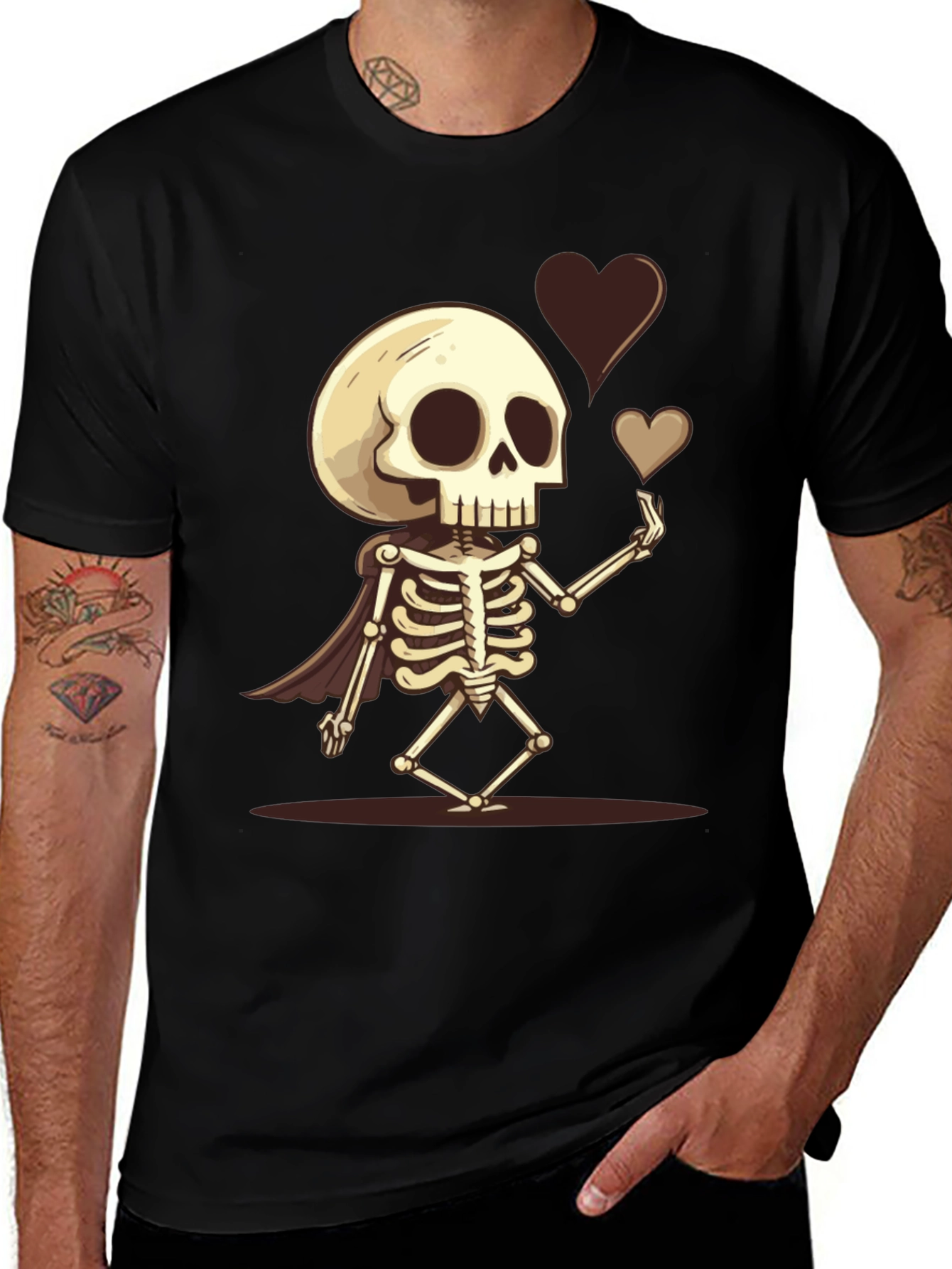Skeleton Love T-Shirt - Heart Design Tee