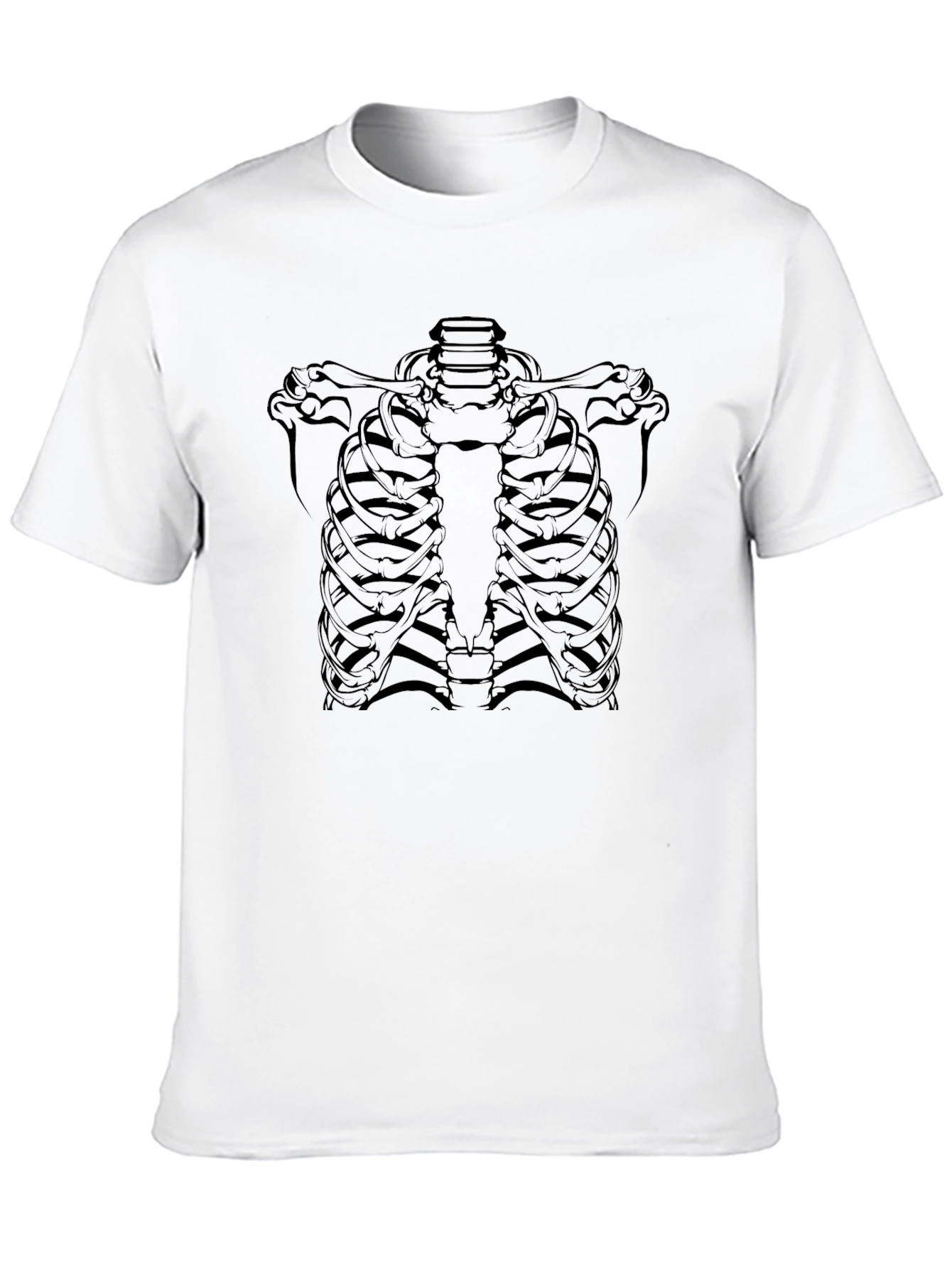 Skeleton Rib Cage Graphic Black T-Shirt