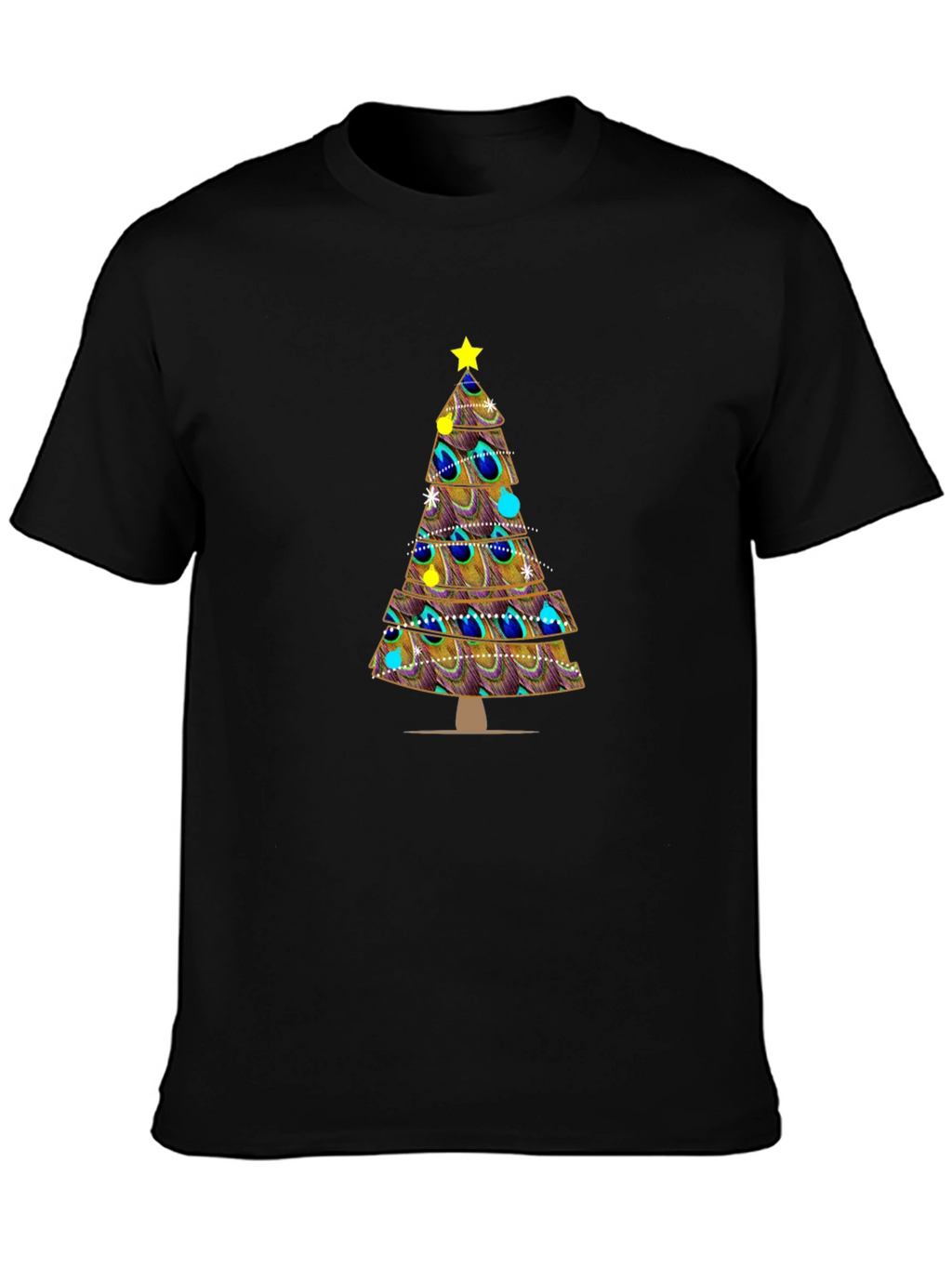 Peacock Feather Christmas Tree Graphic Tee
