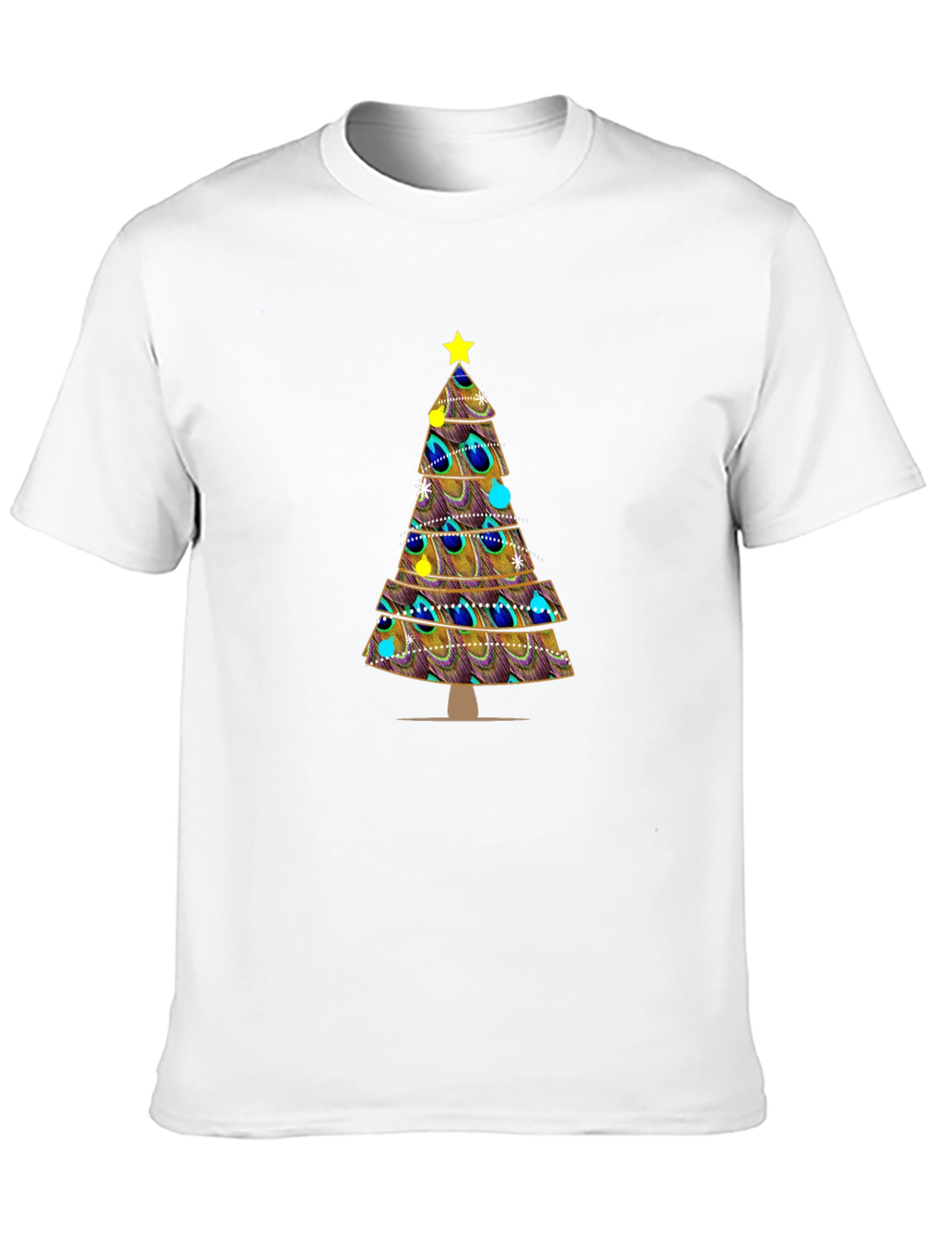 Peacock Feather Christmas Tree Graphic Tee