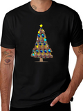 Peacock Feather Christmas Tree Graphic Tee