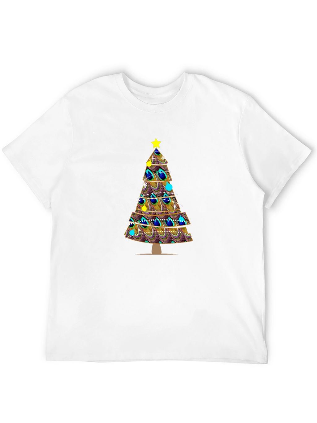 Peacock Feather Christmas Tree Graphic Tee