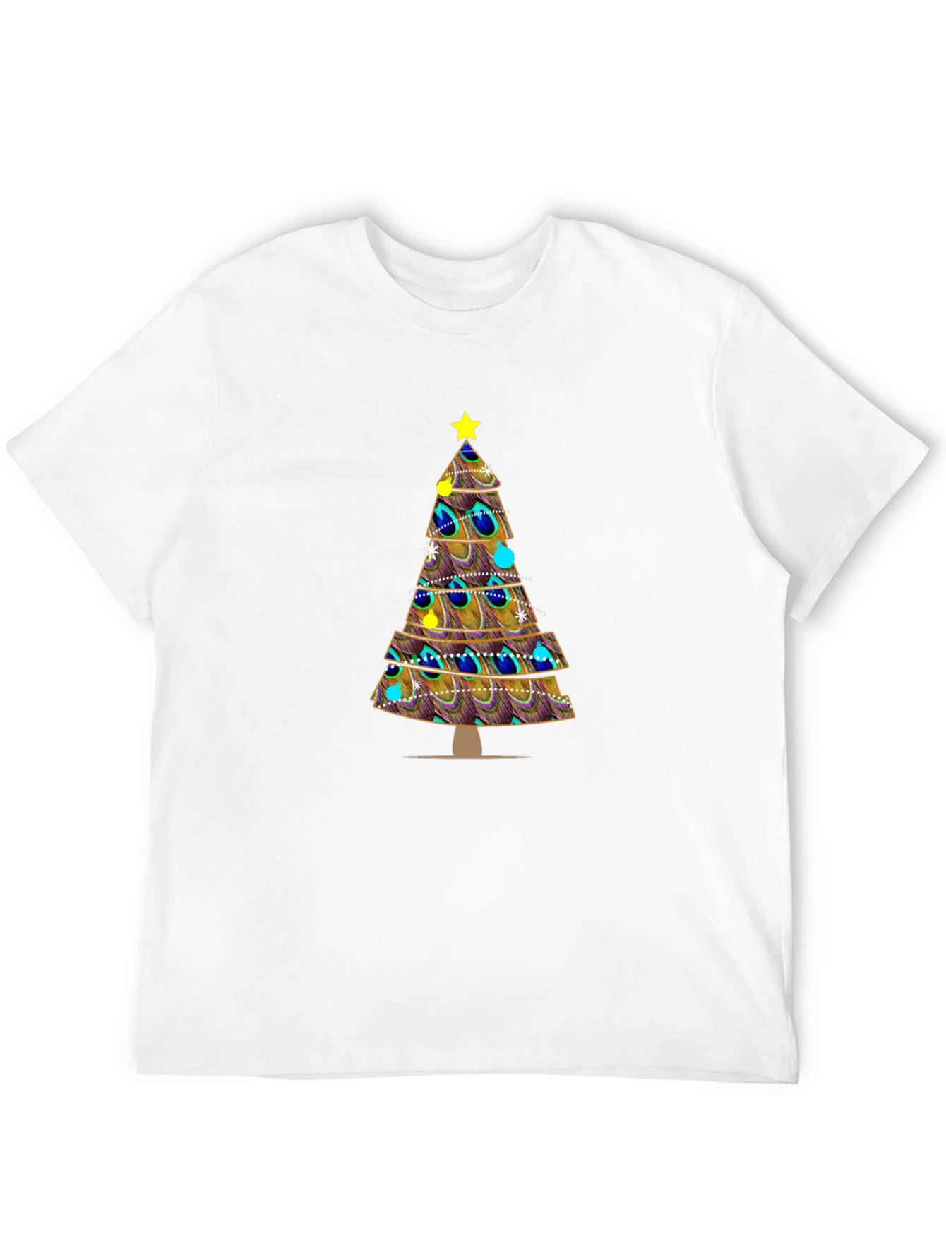 Peacock Feather Christmas Tree Graphic Tee