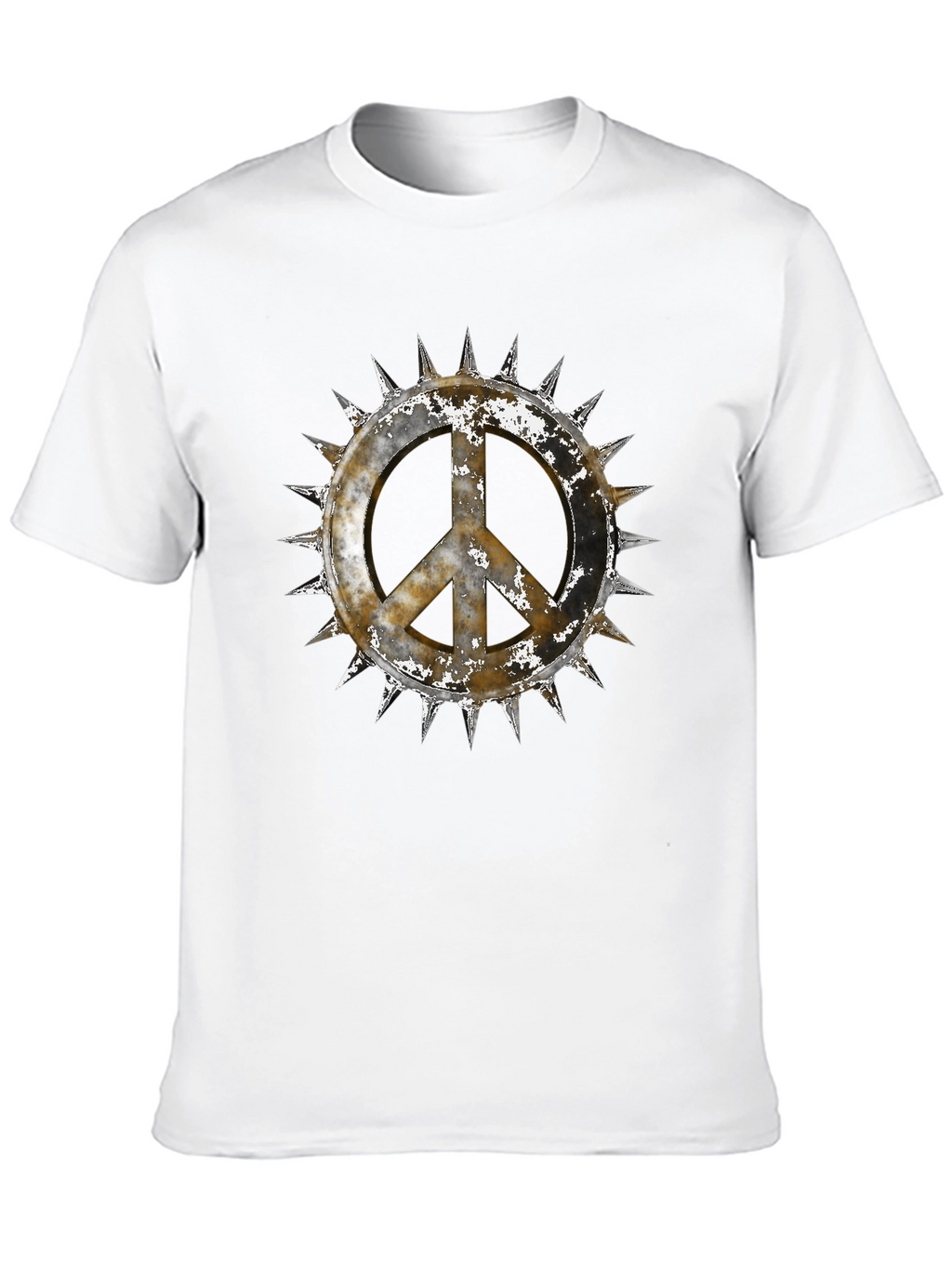 Edgy Peace Sign Graphic Tee - Black Cotton