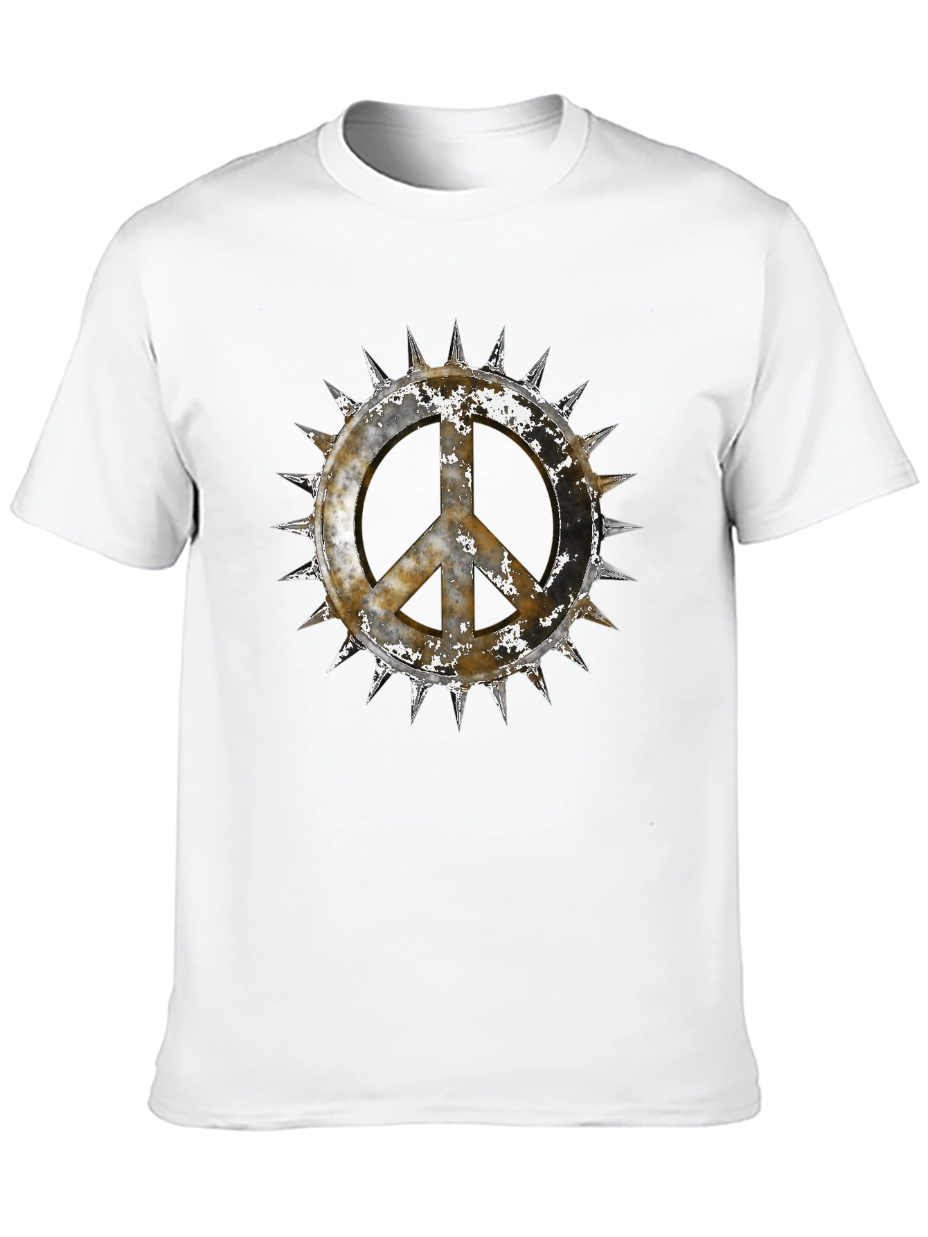 Edgy Peace Sign Graphic Tee - Black Cotton