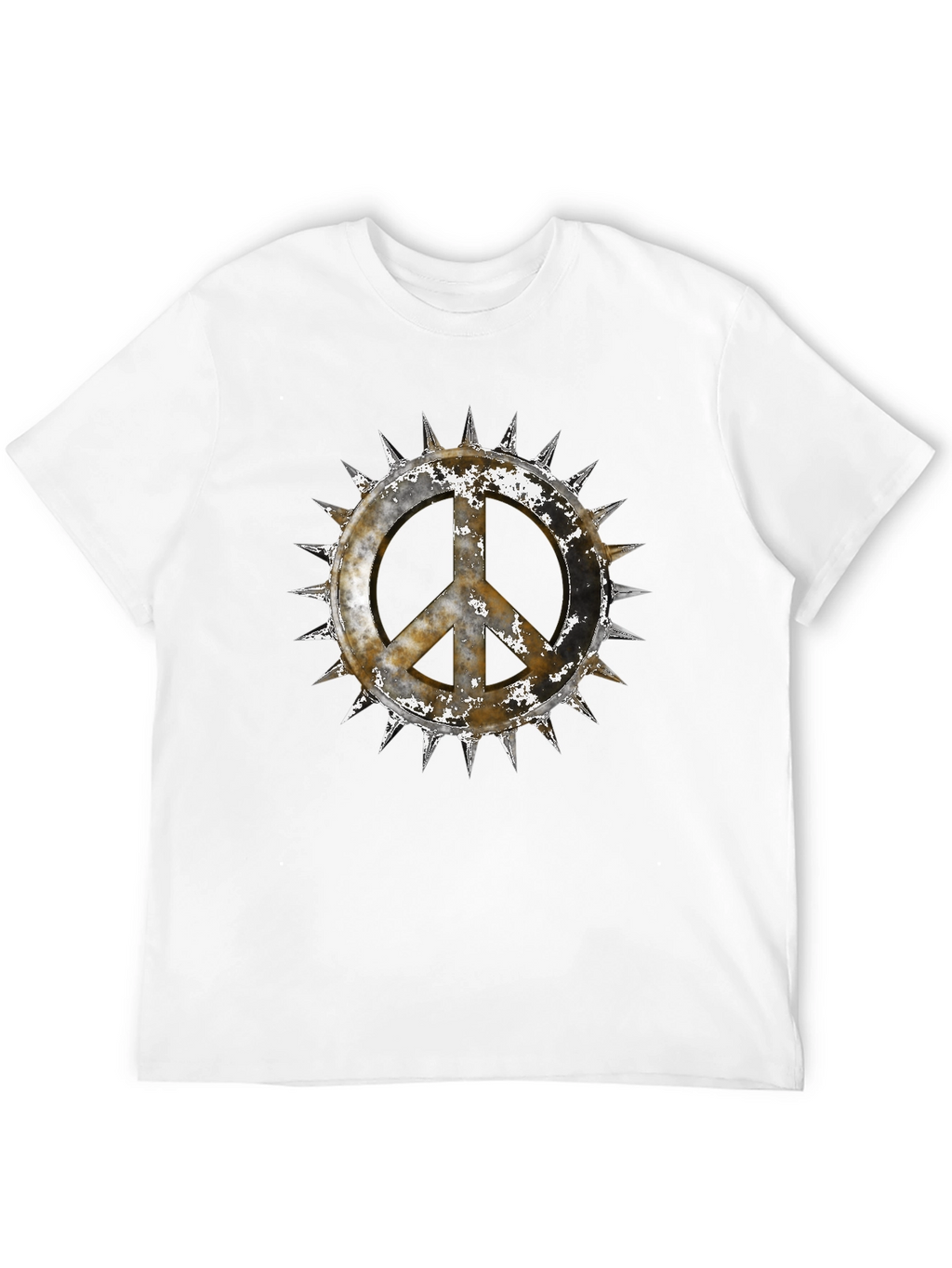 Edgy Peace Sign Graphic Tee - Black Cotton