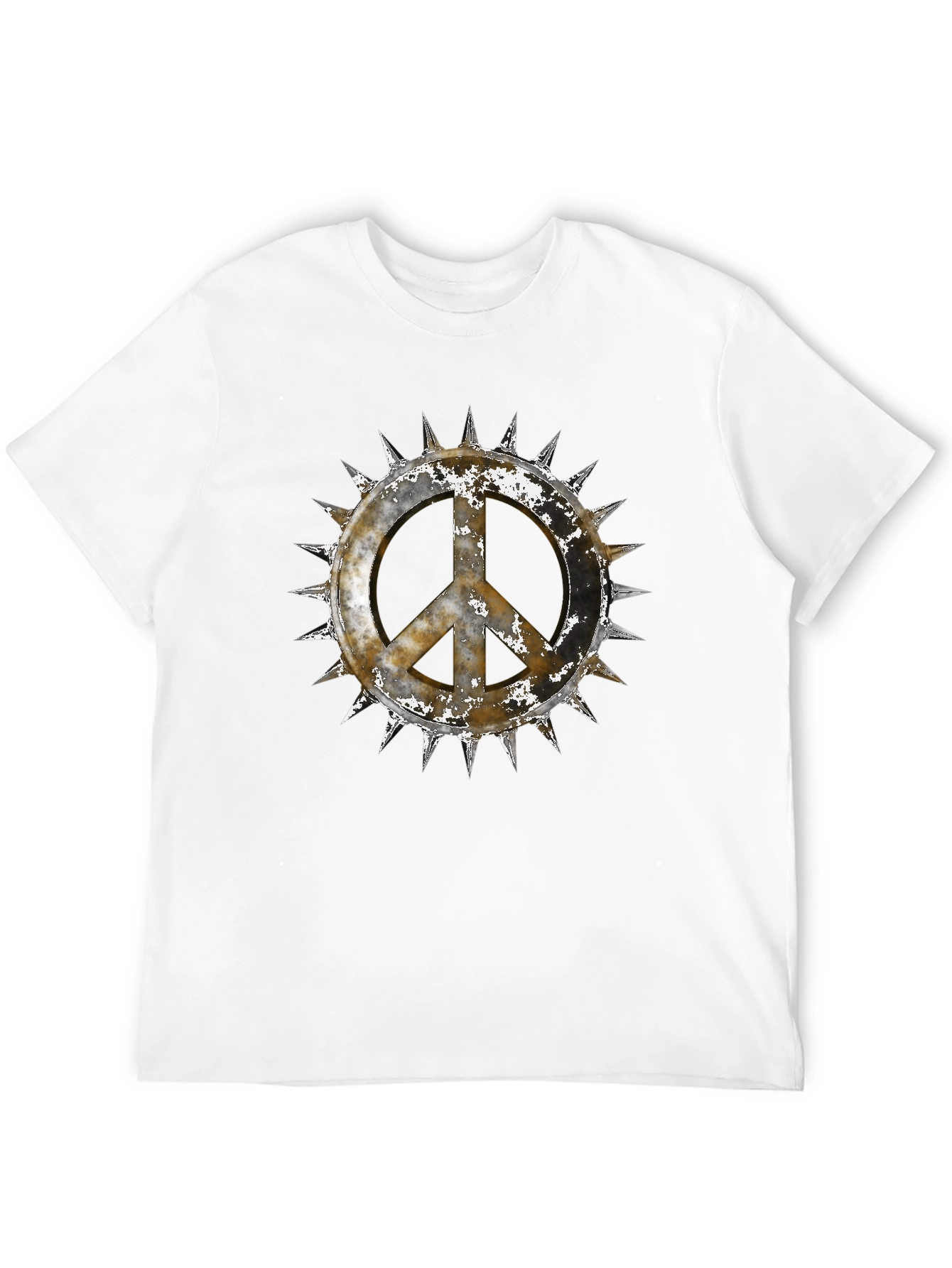 Edgy Peace Sign Graphic Tee - Black Cotton