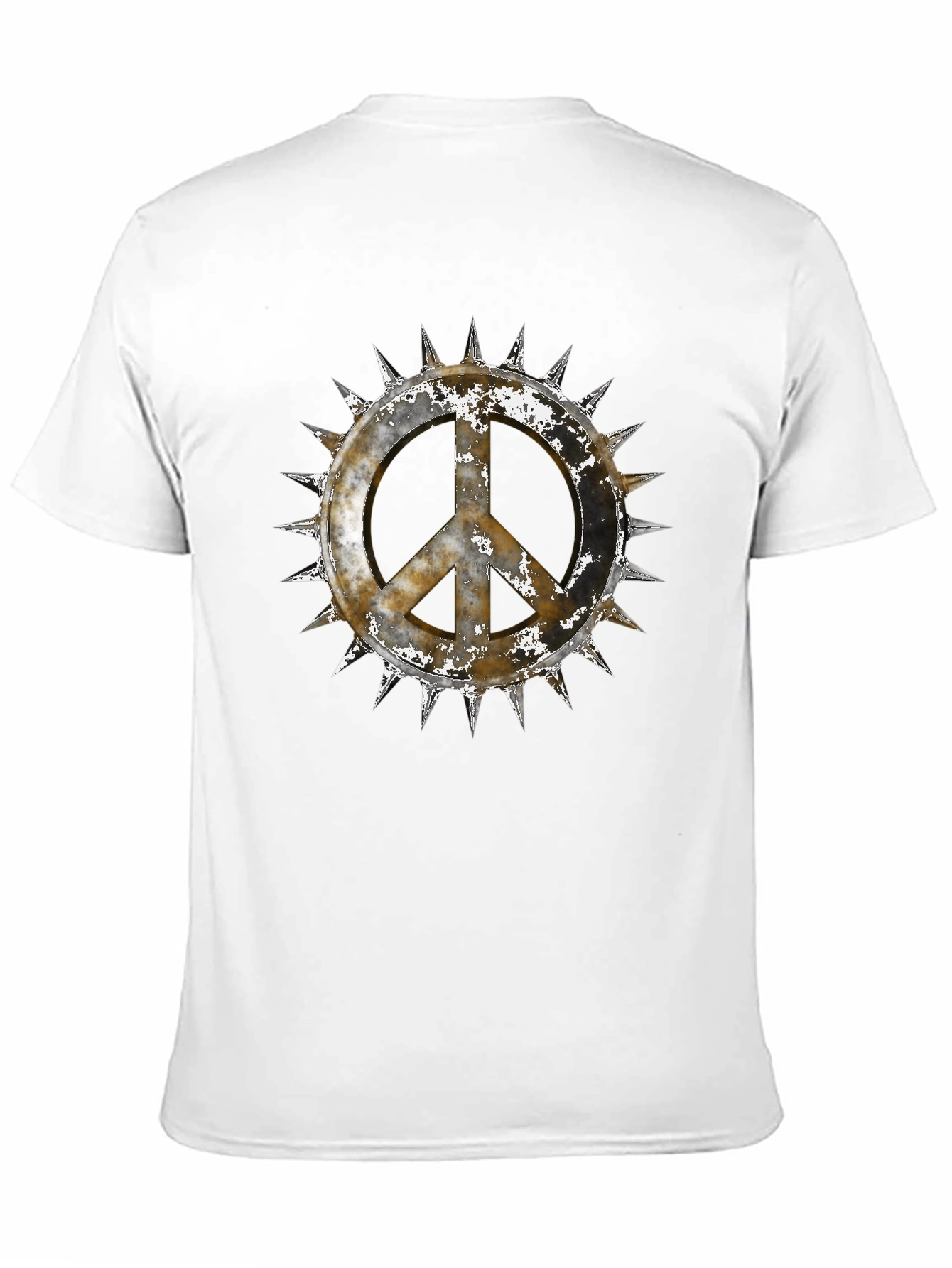 Edgy Peace Sign Graphic Tee - Black Cotton