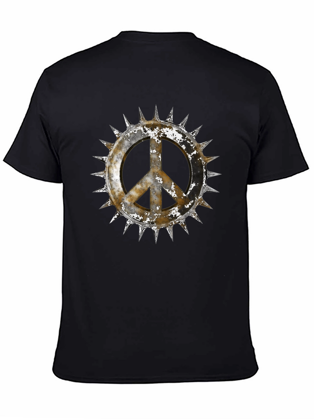 Edgy Peace Sign Graphic Tee - Black Cotton