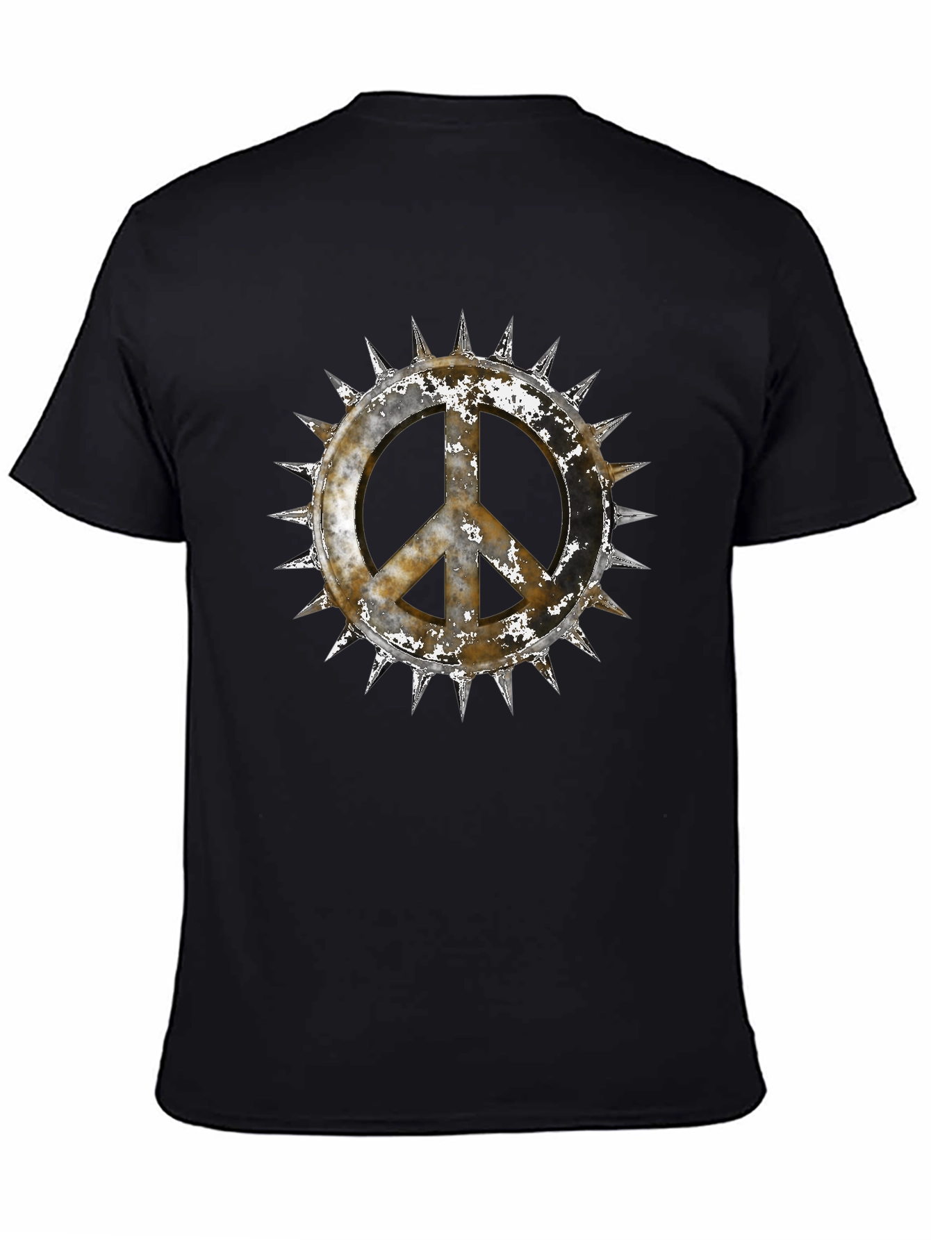 Edgy Peace Sign Graphic Tee - Black Cotton