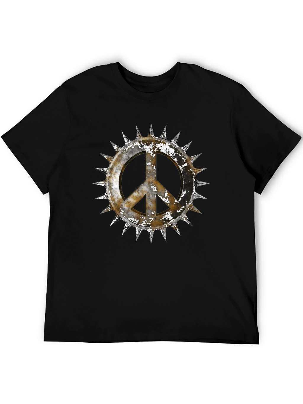 Edgy Peace Sign Graphic Tee - Black Cotton