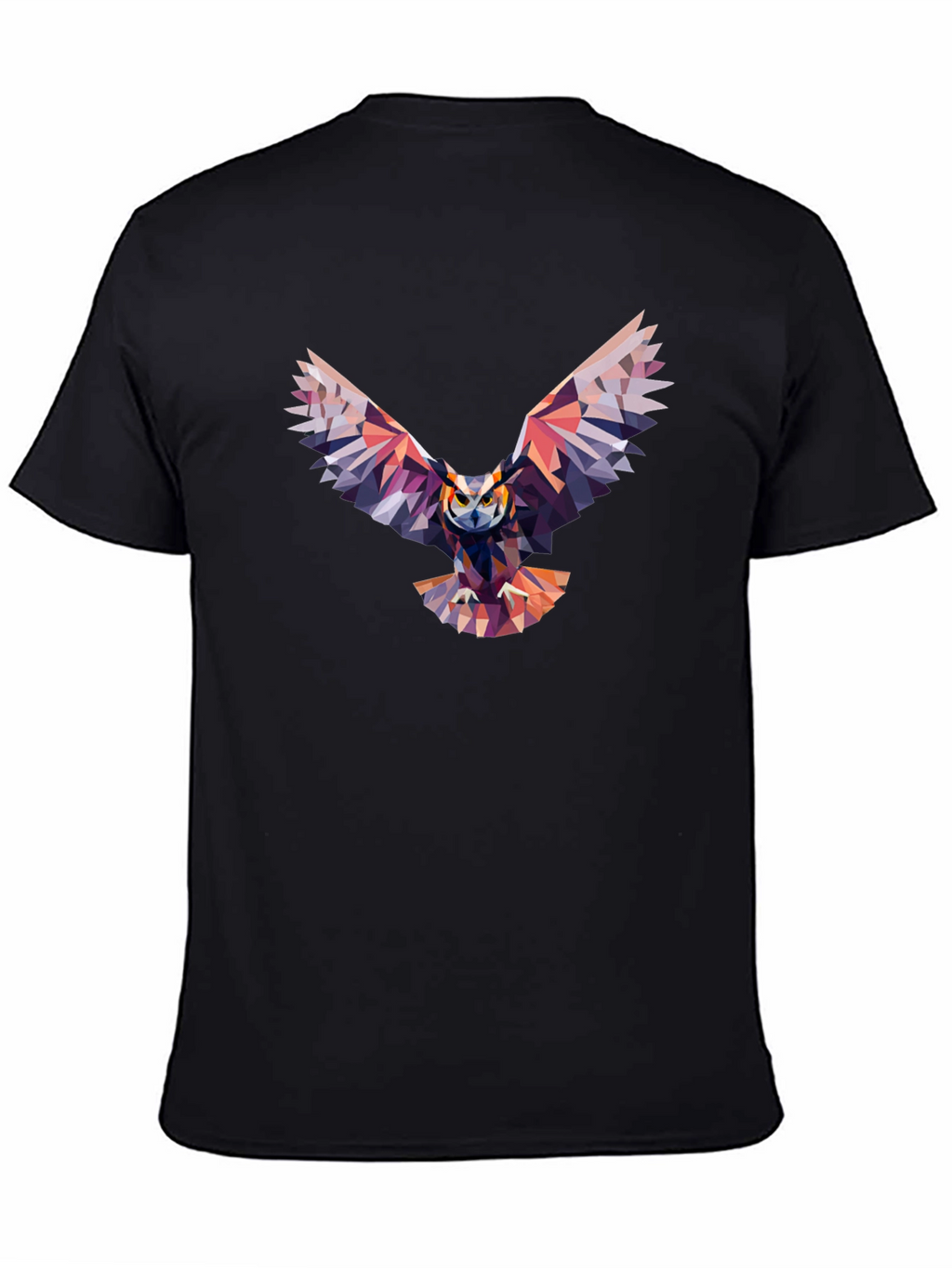 Geometric Owl Graphic Black T-Shirt