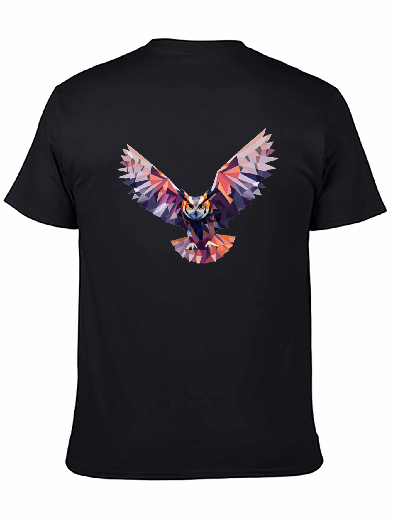 Geometric Owl Graphic Black T-Shirt