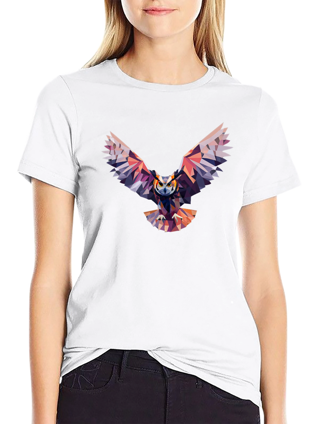 Geometric Owl Graphic Black T-Shirt