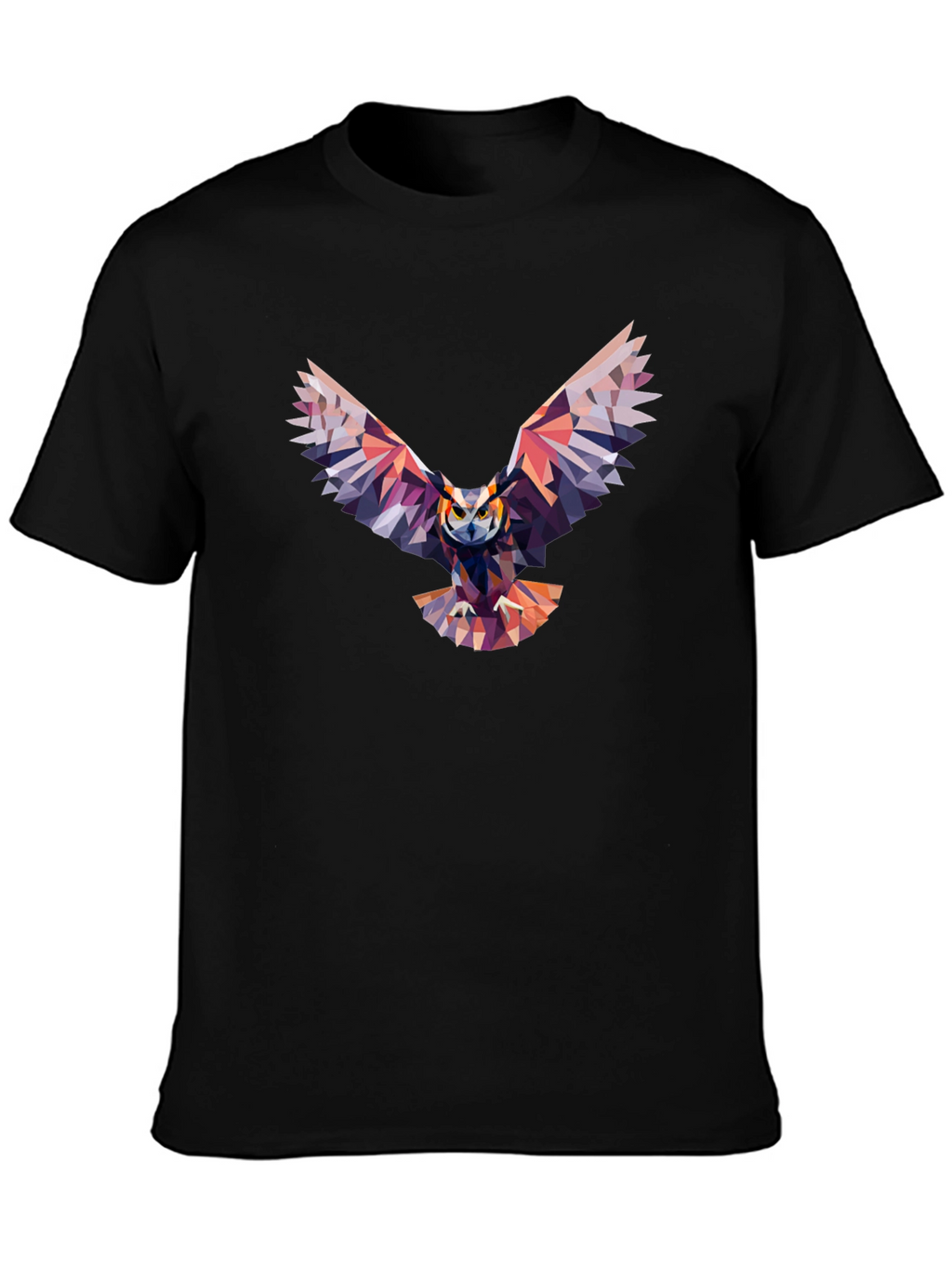 Geometric Owl Graphic Black T-Shirt