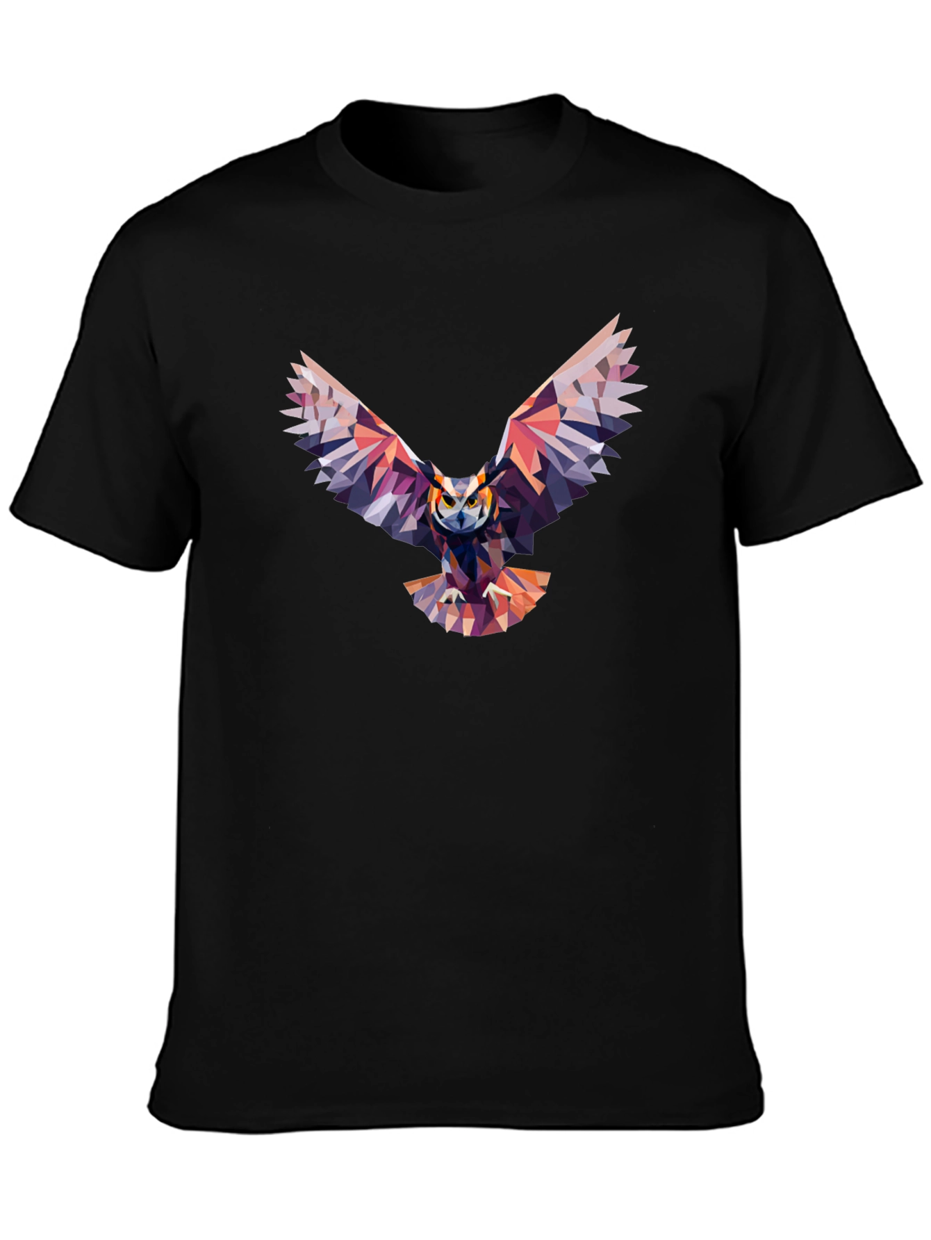 Geometric Owl Graphic Black T-Shirt