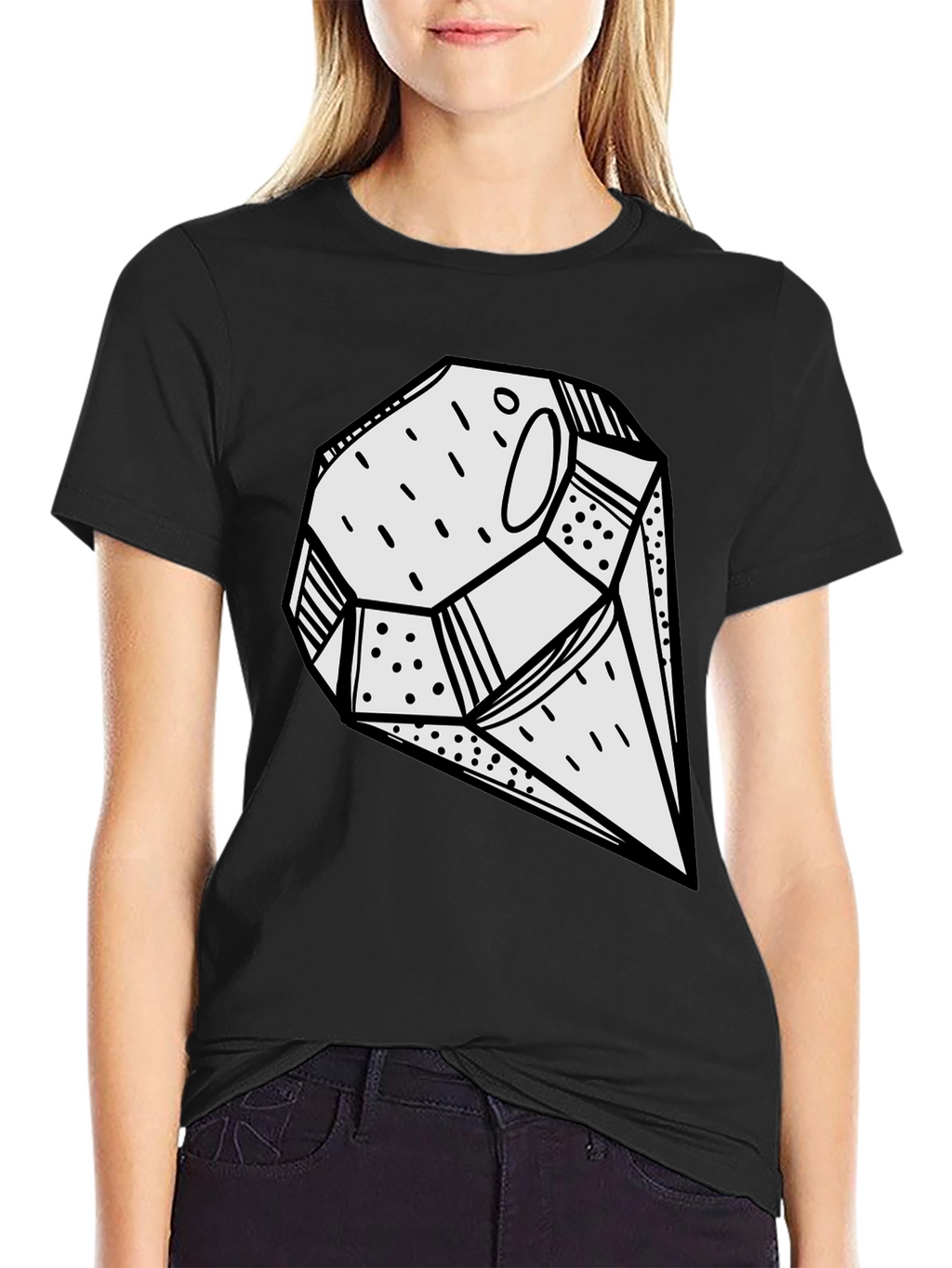 Abstract Geometric Graphic Print Black T-Shirt