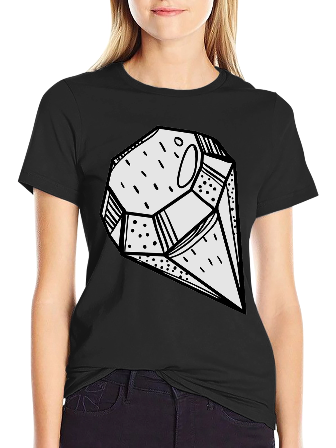 Abstract Geometric Graphic Print Black T-Shirt