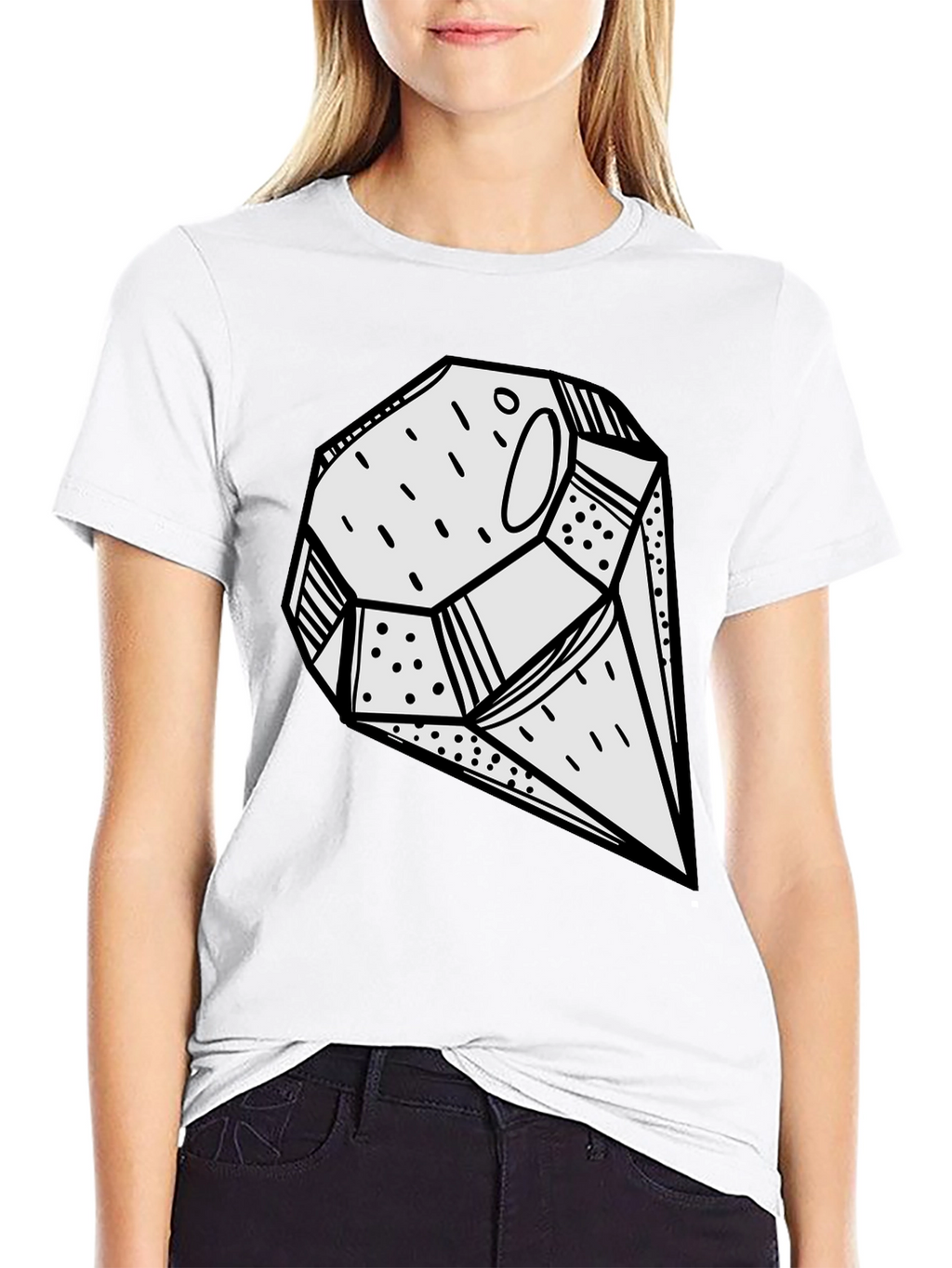 Abstract Geometric Graphic Print Black T-Shirt
