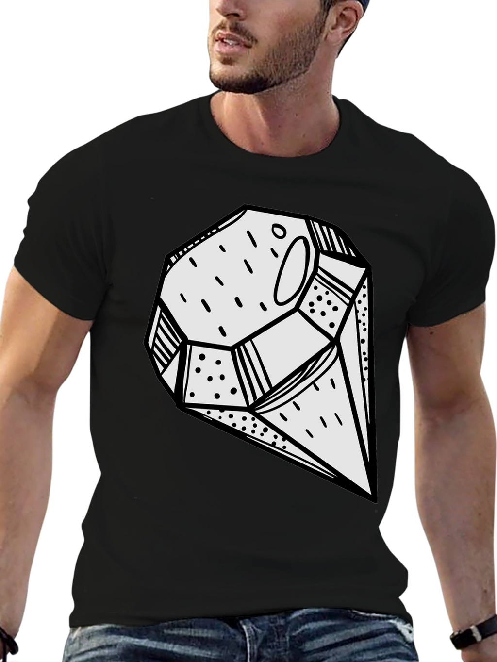 Abstract Geometric Graphic Print Black T-Shirt