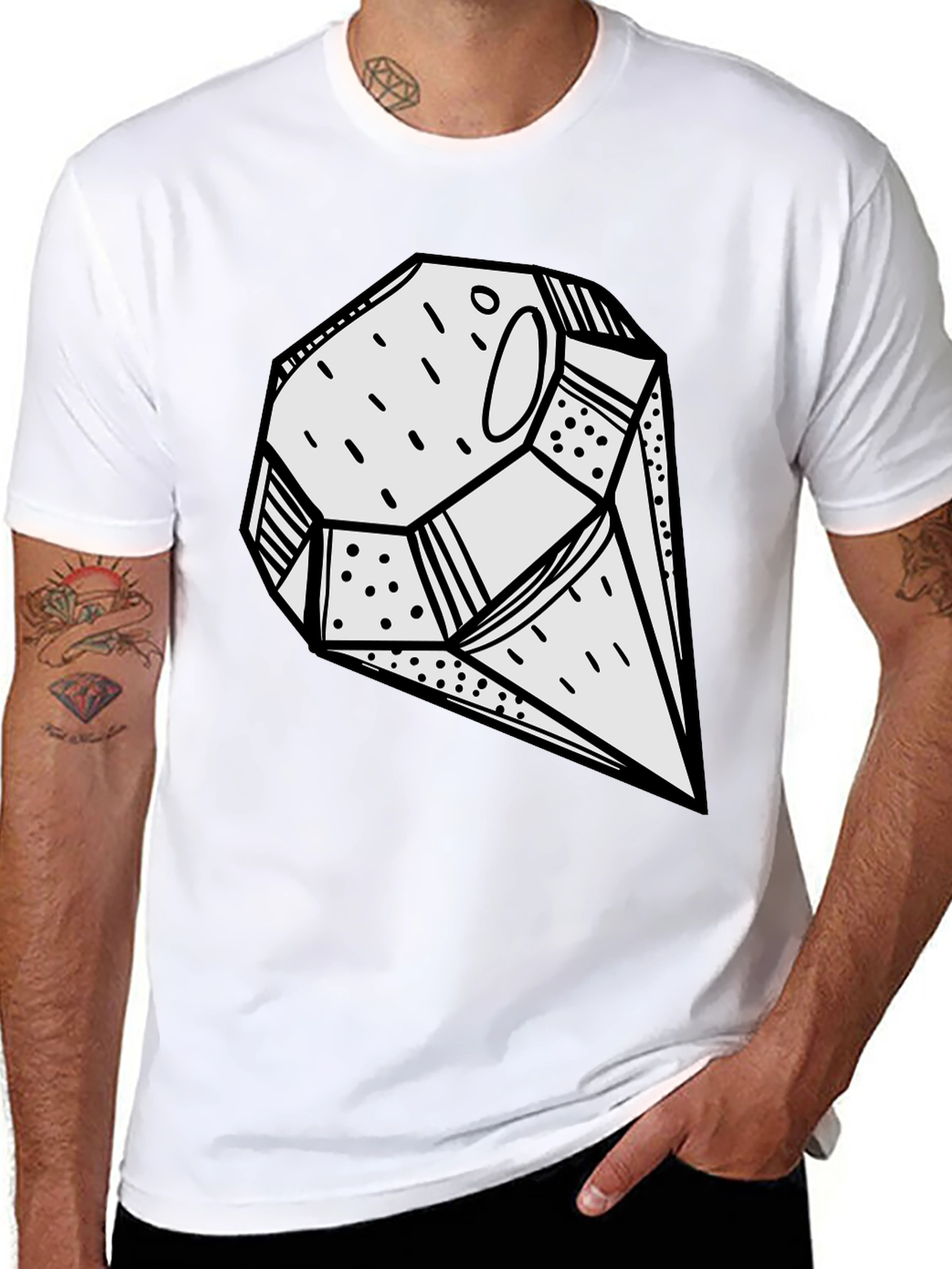 Abstract Geometric Graphic Print Black T-Shirt
